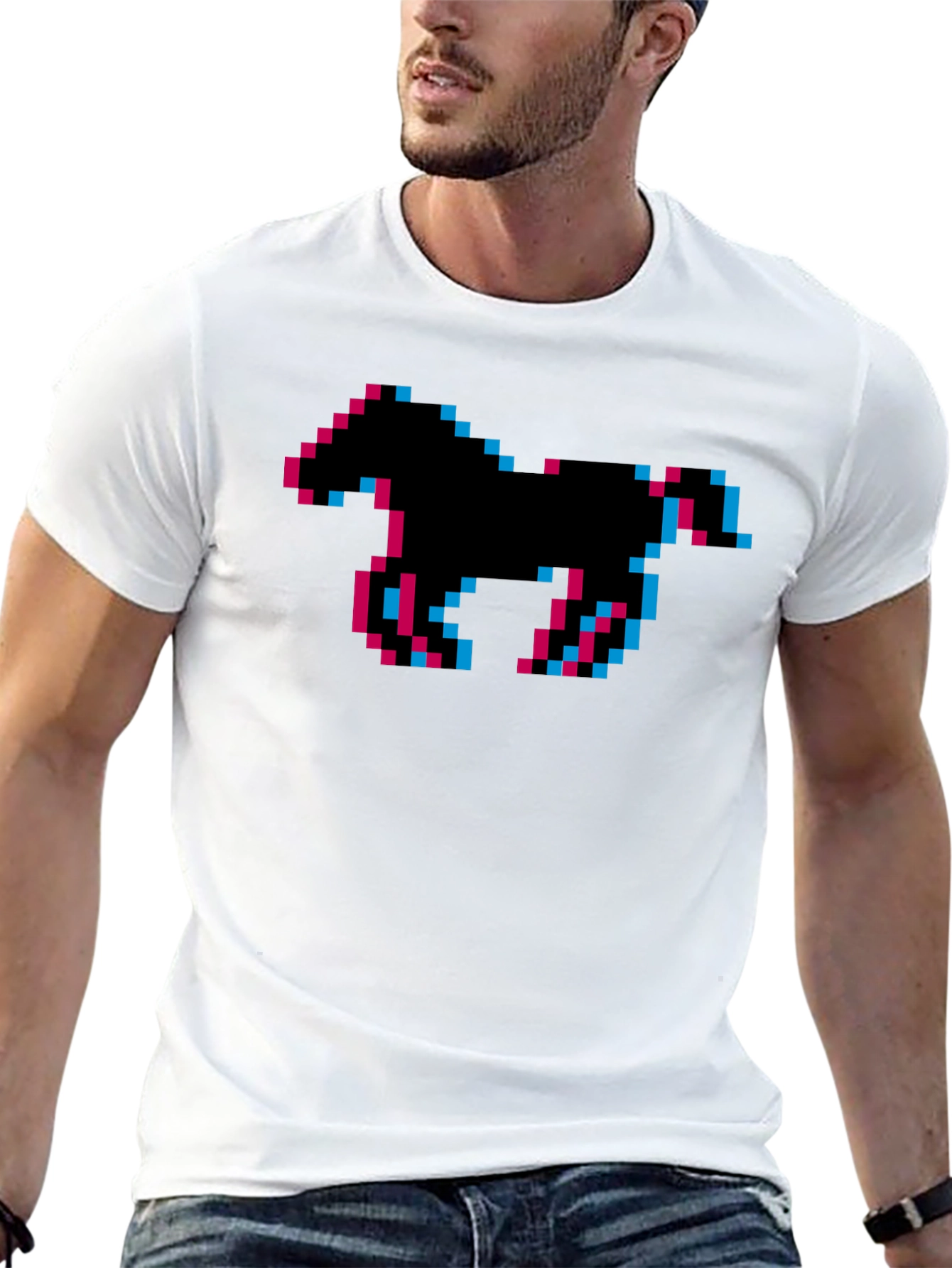 Pixel Horse Graphic Tee - Retro Gaming Shirt