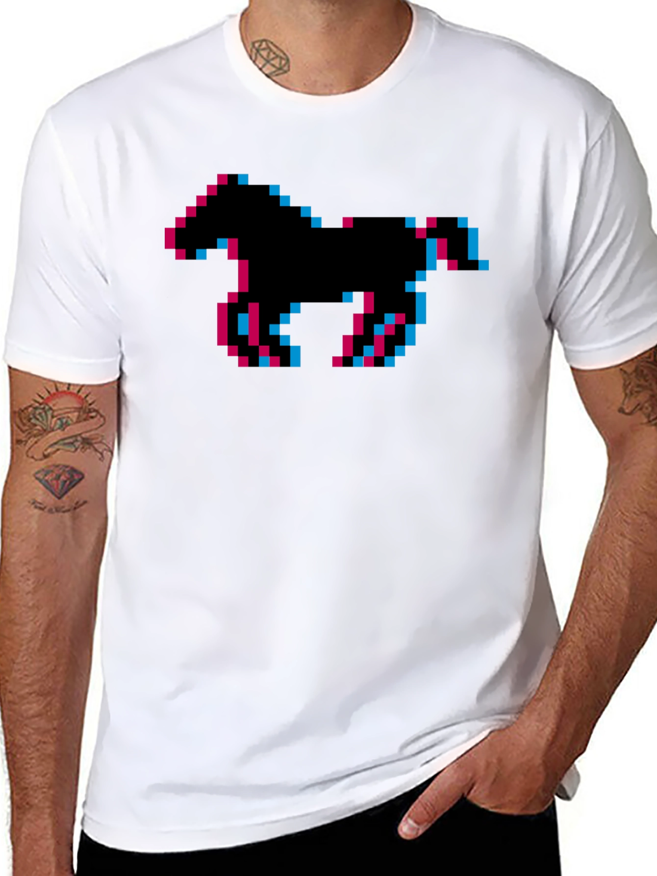 Pixel Horse Graphic Tee - Retro Gaming Shirt