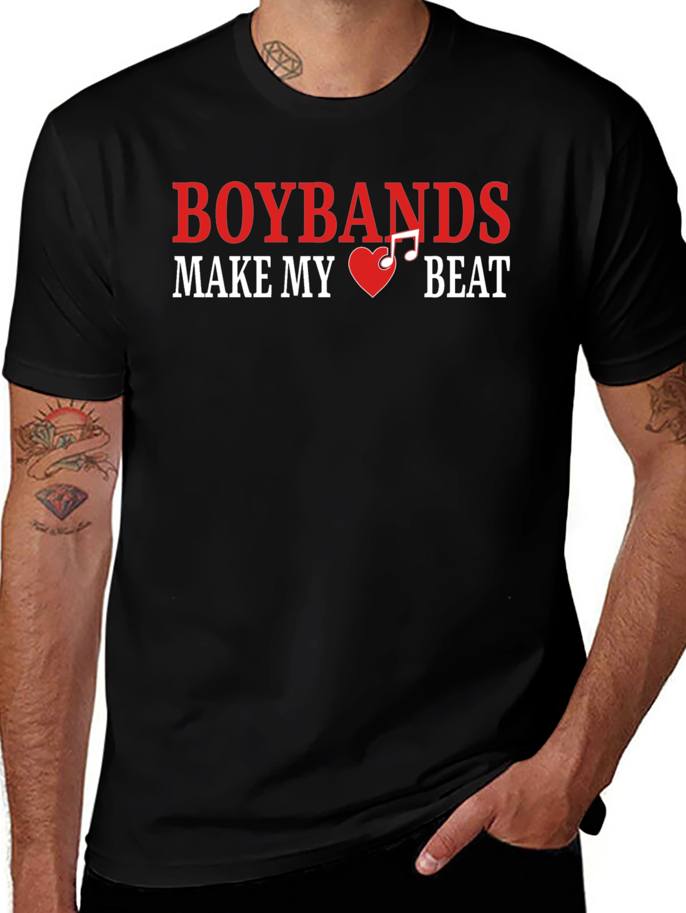 Boybands Make My Heart Beat Black T-Shirt