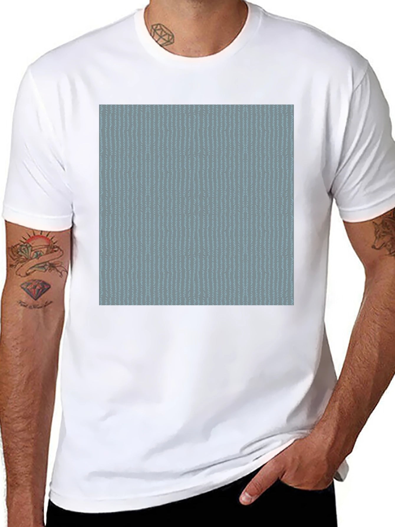 Cool Blue Pattern Black Tee