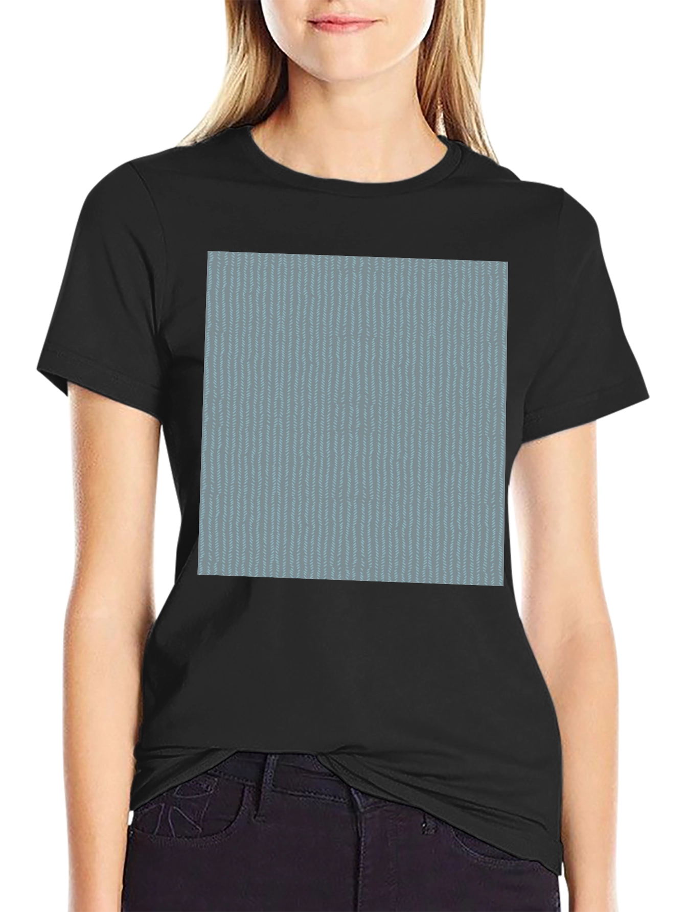 Cool Blue Pattern Black Tee
