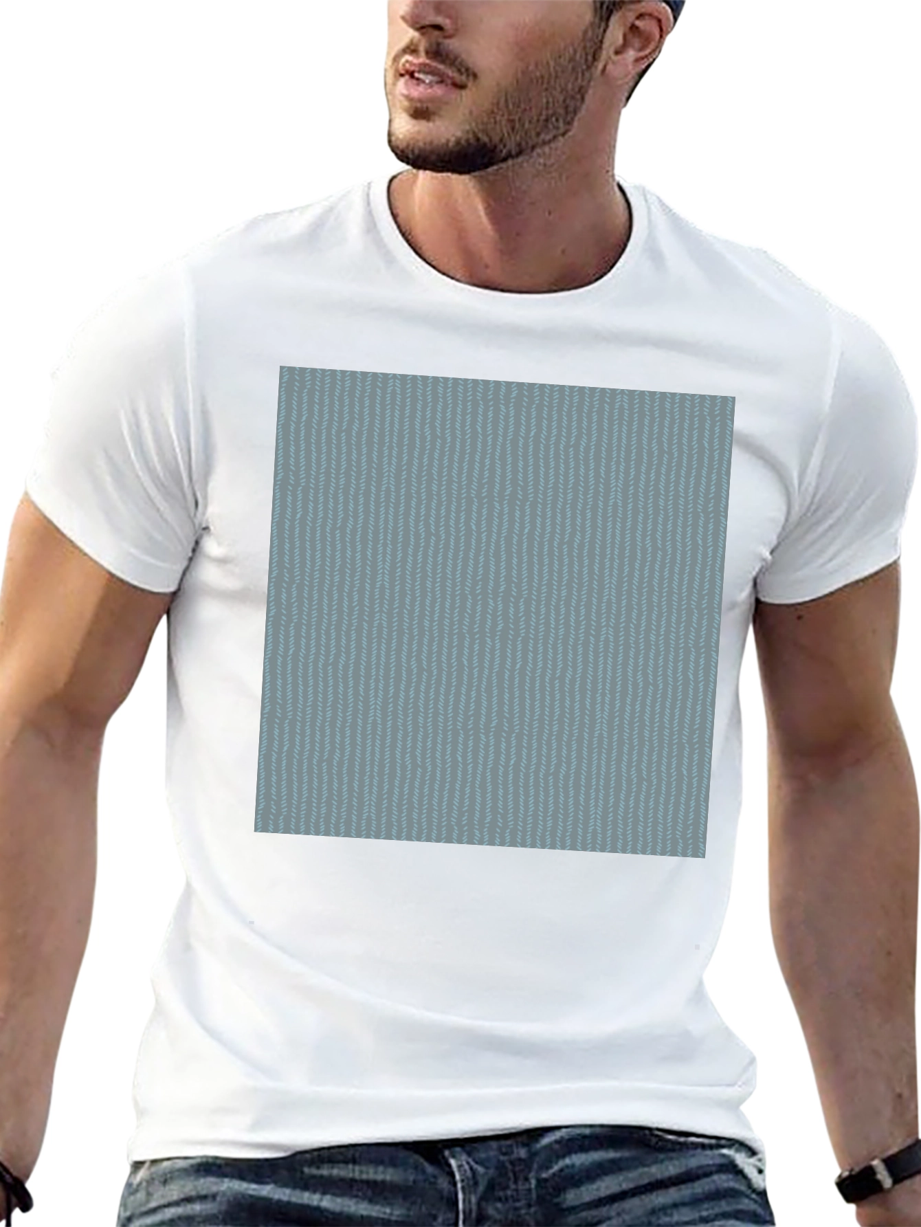 Cool Blue Pattern Black Tee