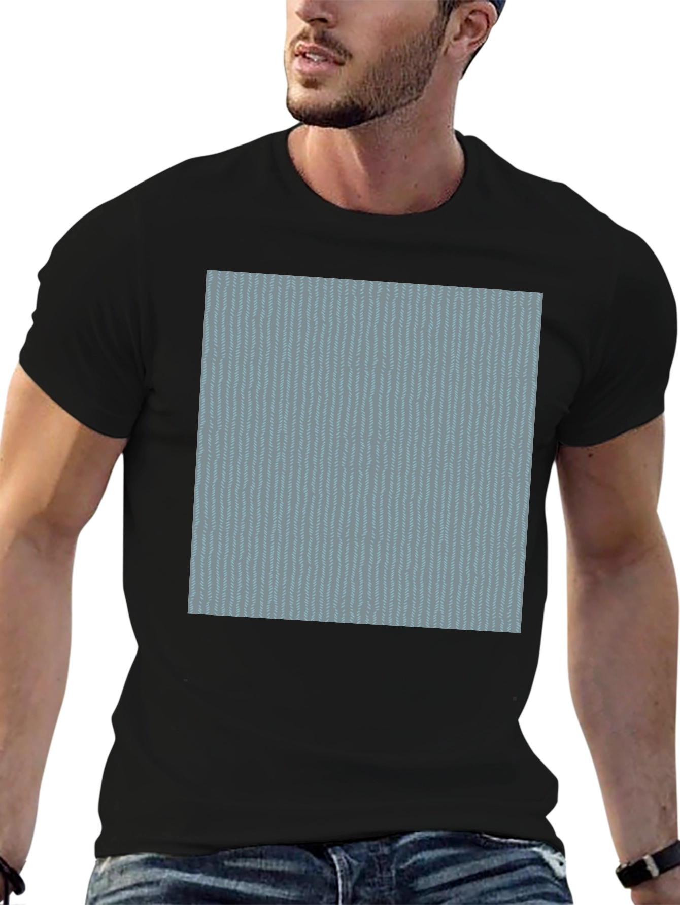 Cool Blue Pattern Black Tee