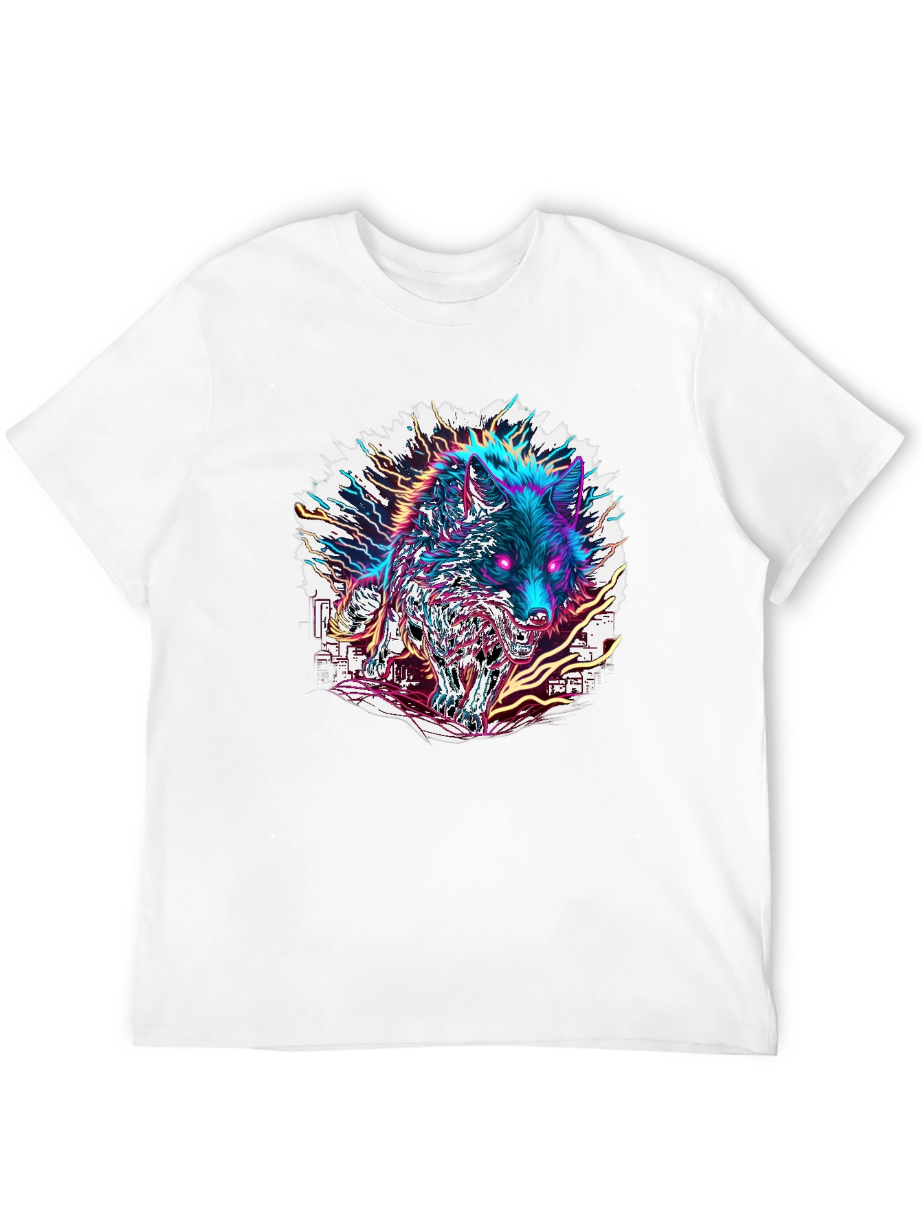 Neon Wolf Graphic Tee - Bold Style