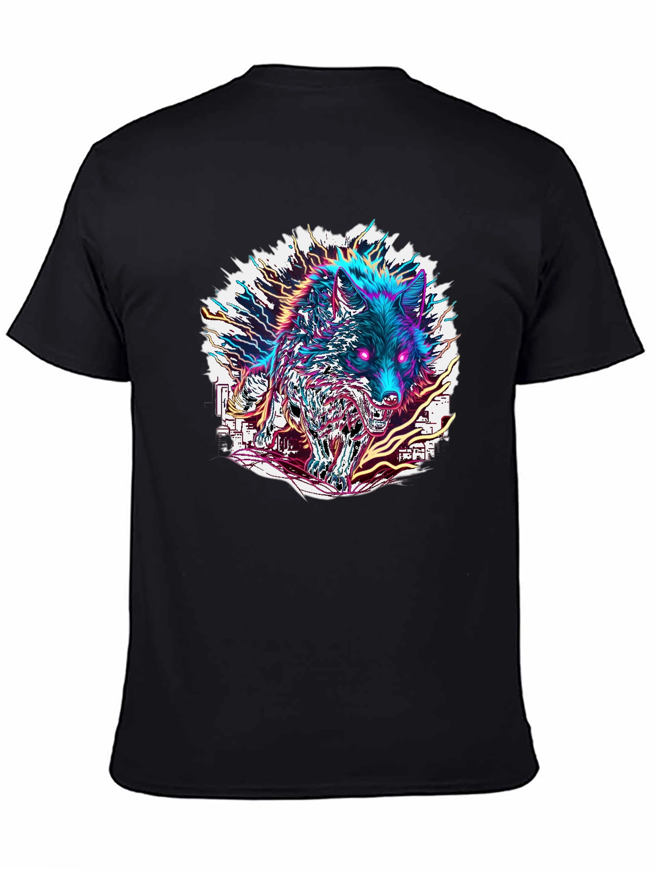 Neon Wolf Graphic Tee - Bold Style
