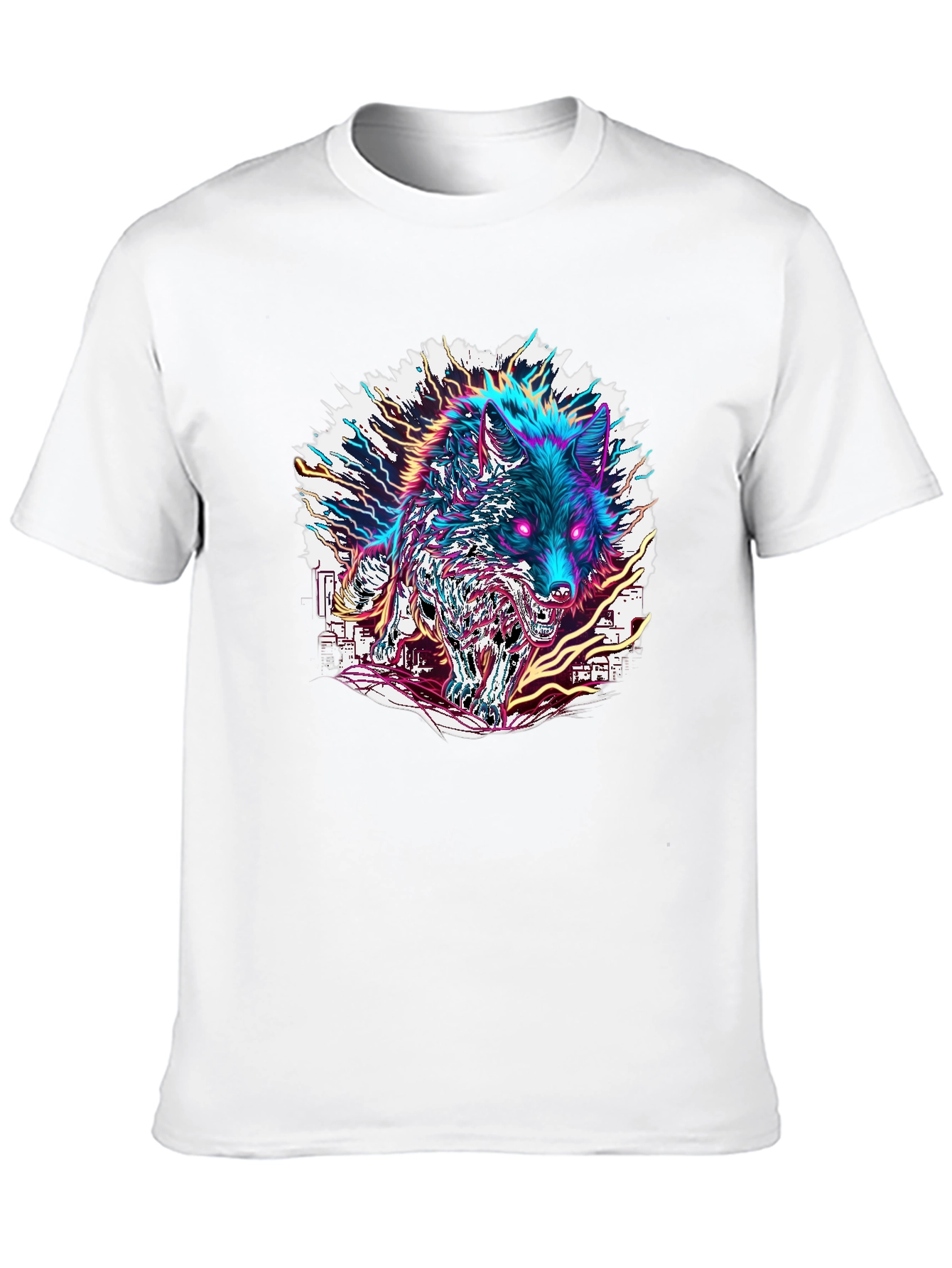 Neon Wolf Graphic Tee - Bold Style