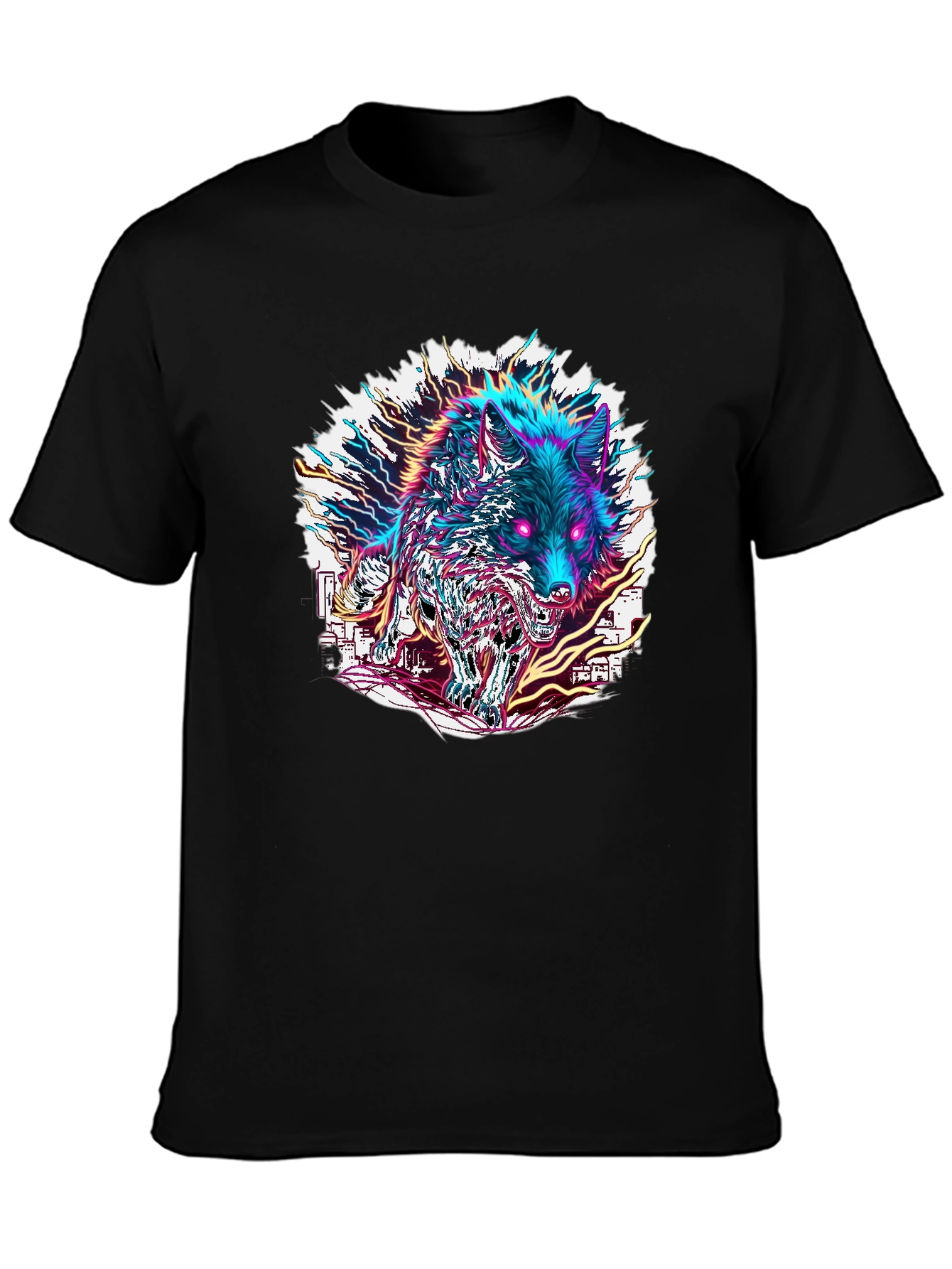 Neon Wolf Graphic Tee - Bold Style