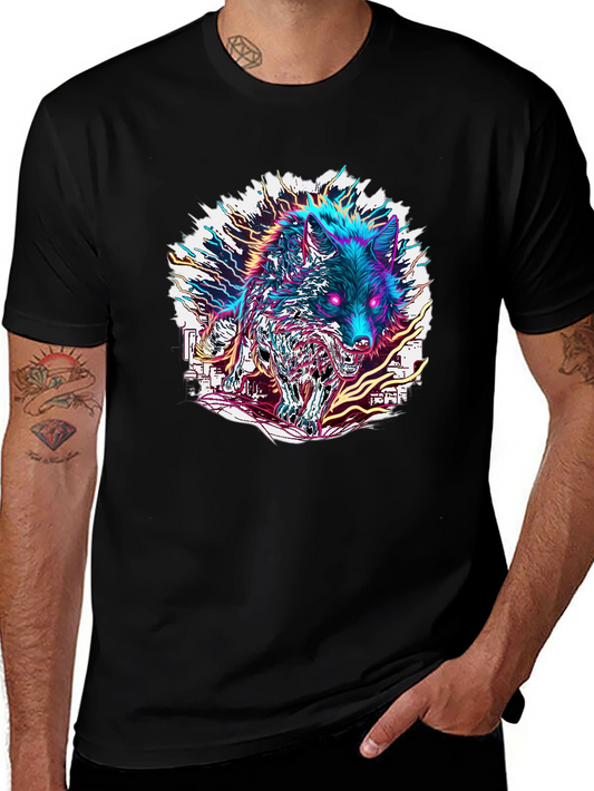 Neon Wolf Graphic Tee - Bold Style