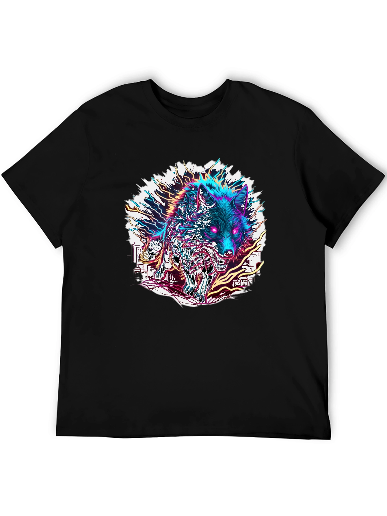 Neon Wolf Graphic Tee - Bold Style