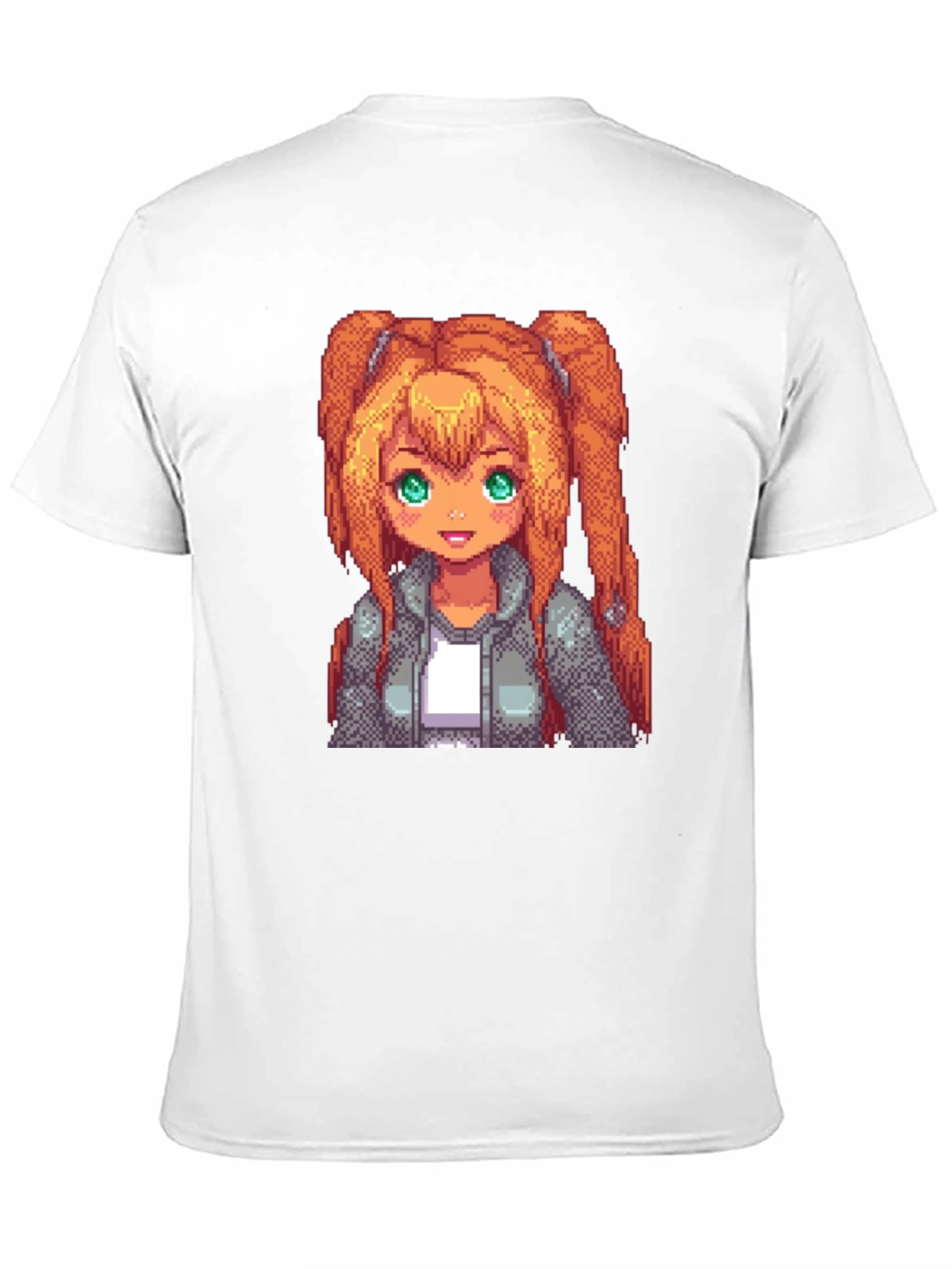 Pixel Anime Girl Graphic Tee - Black