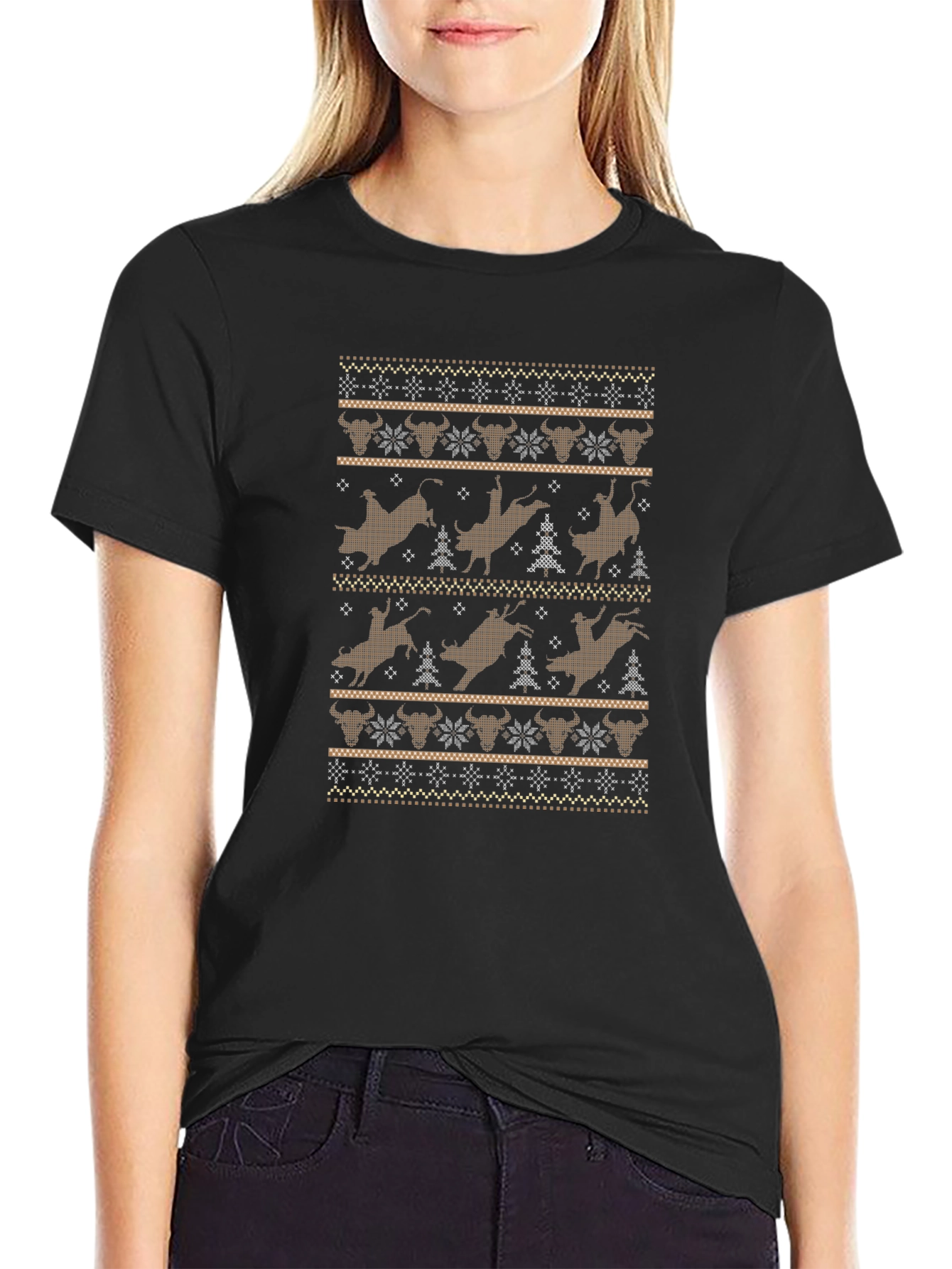 Western Rodeo Christmas Pattern T-Shirt