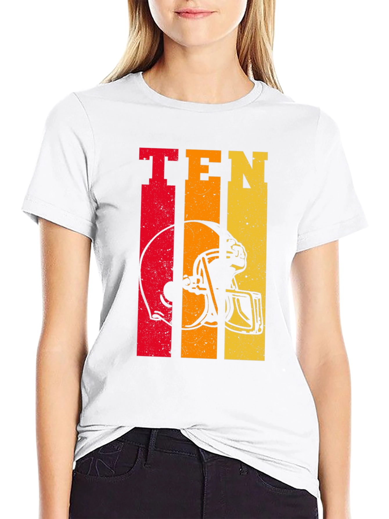 Retro Style Football Helmet Tee - TEN