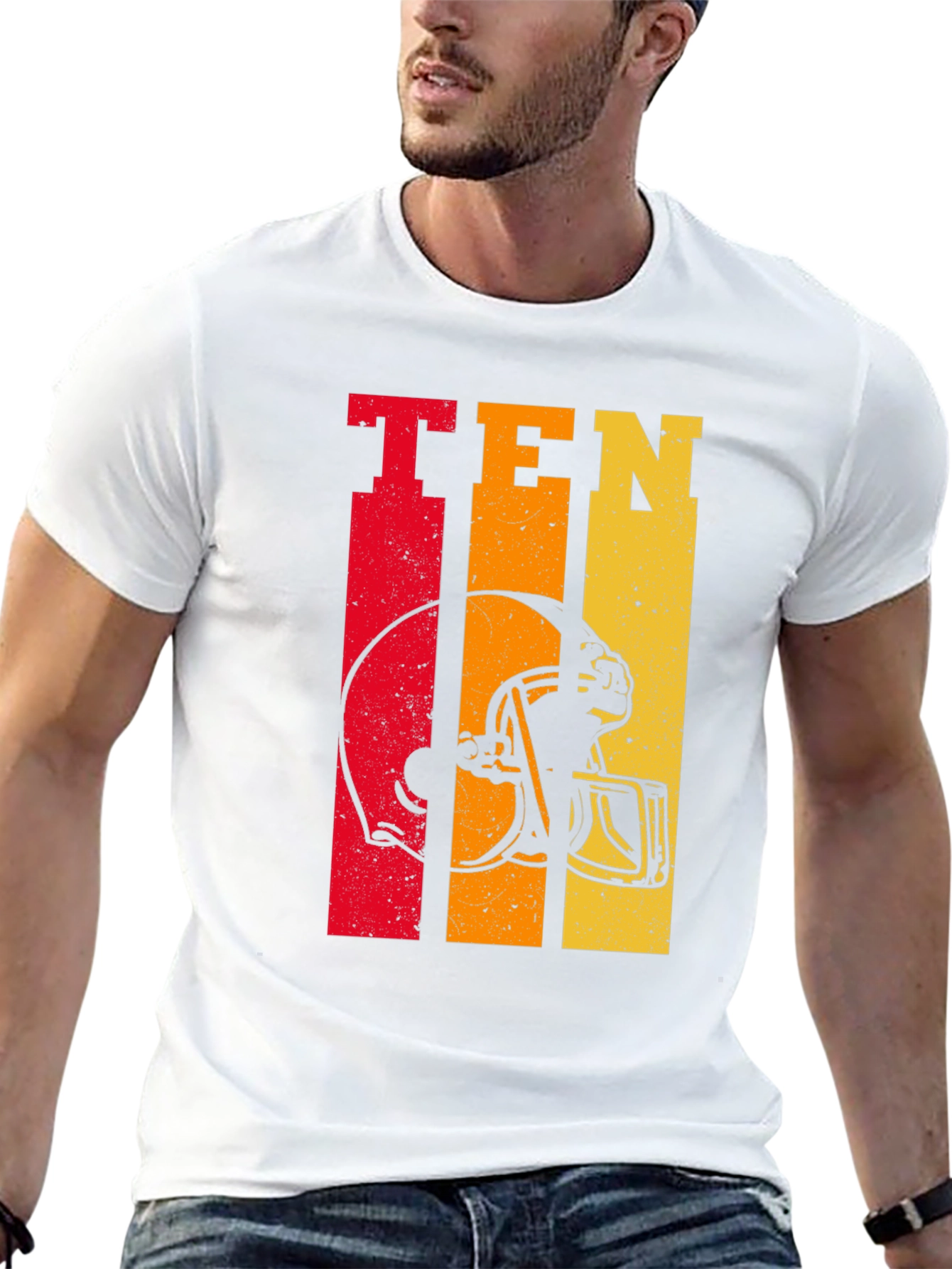 Retro Style Football Helmet Tee - TEN