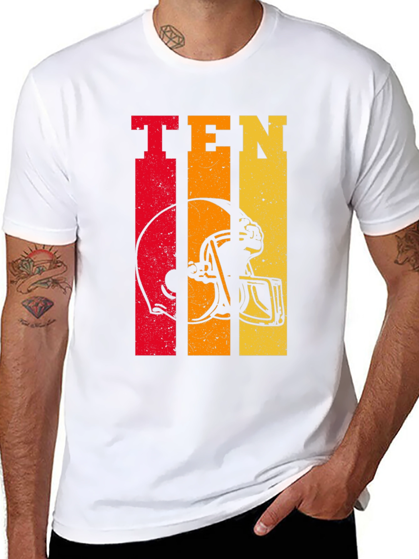 Retro Style Football Helmet Tee - TEN