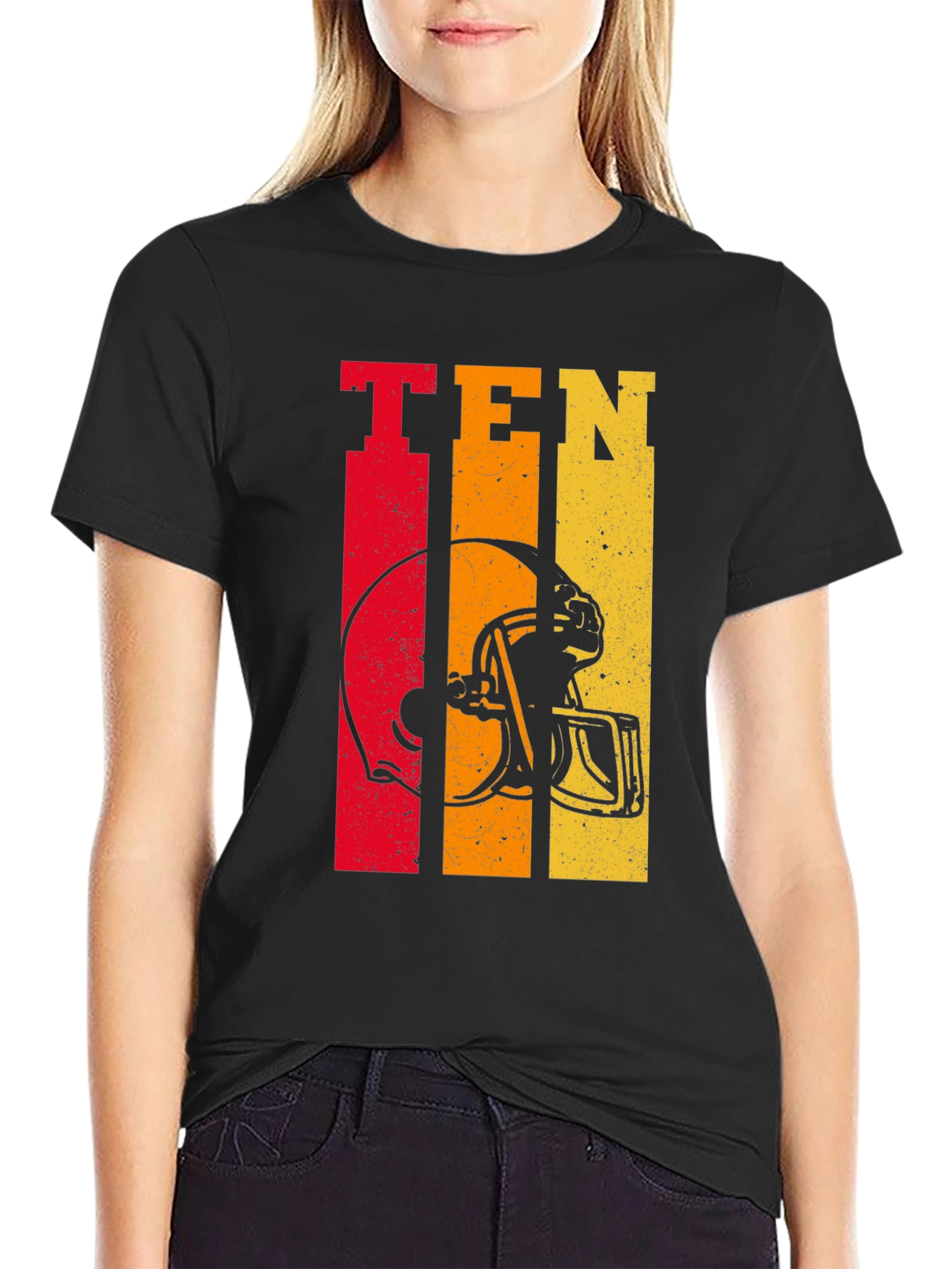 Retro Style Football Helmet Tee - TEN