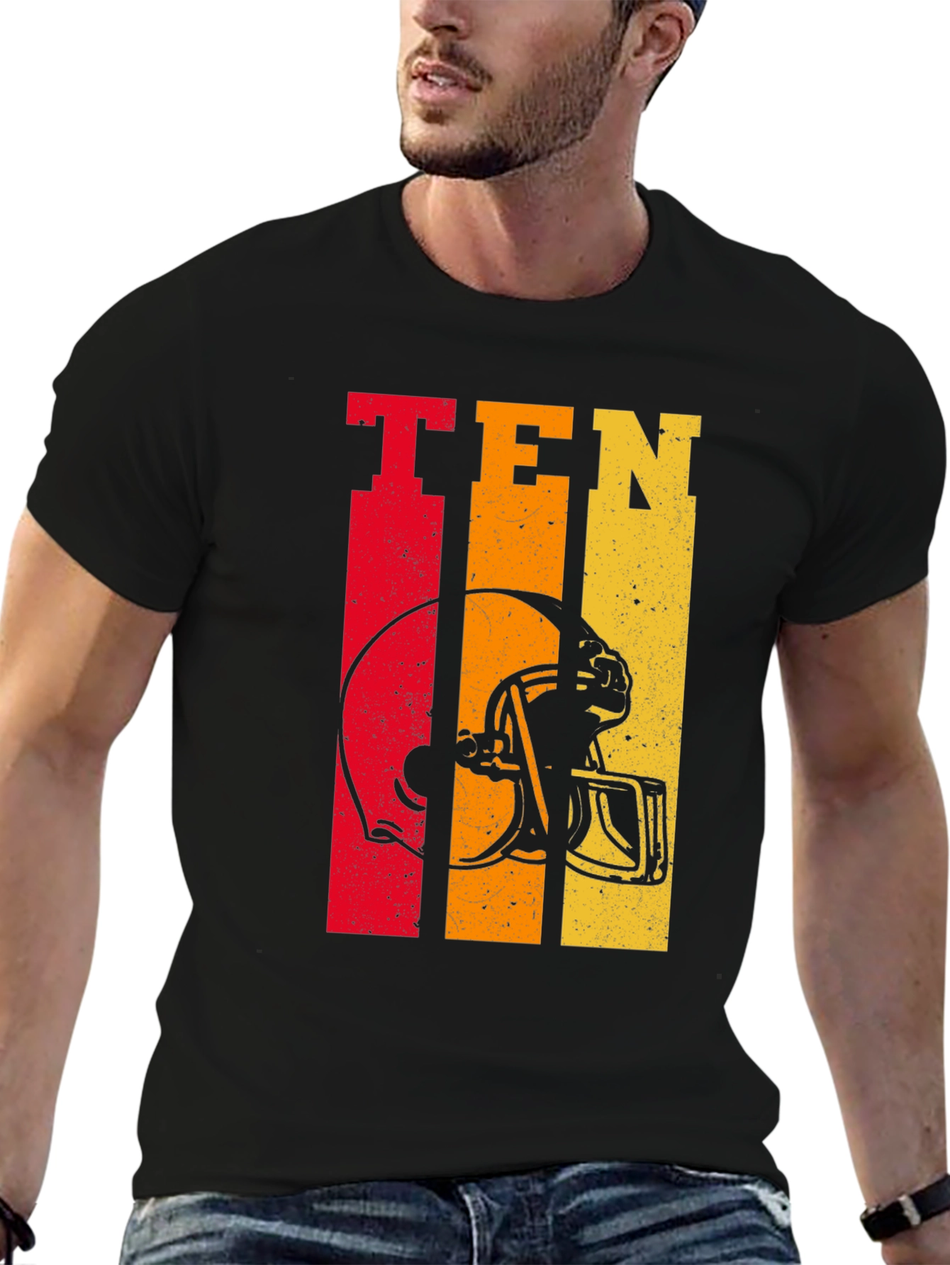 Retro Style Football Helmet Tee - TEN