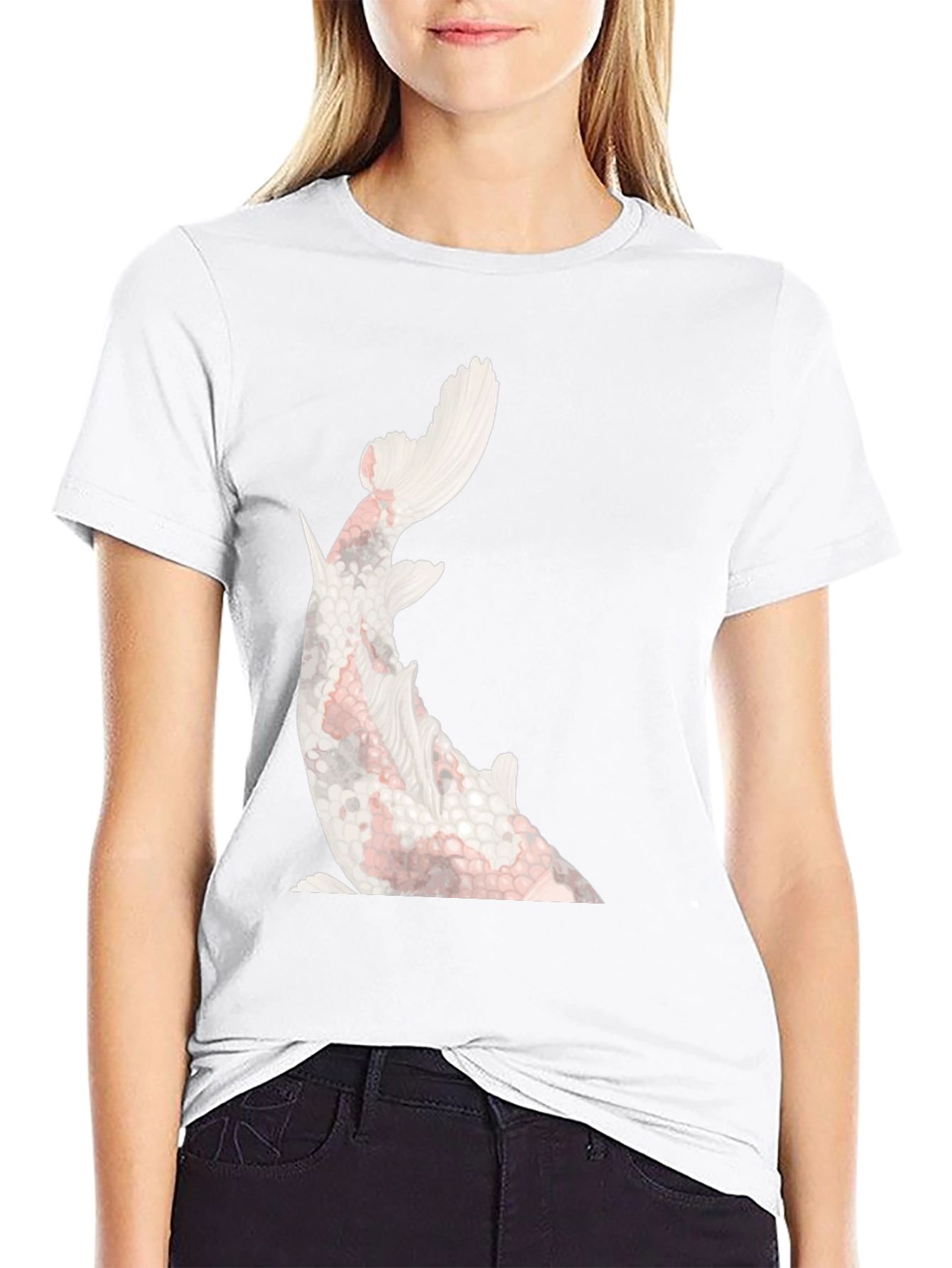 Koi Fish Graphic Tee - Stylish Black Cotton T-Shirt