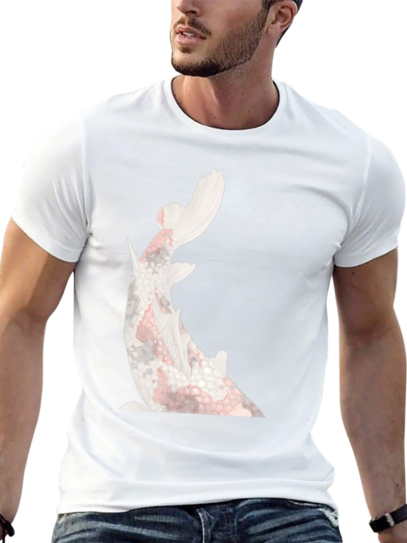 Koi Fish Graphic Tee - Stylish Black Cotton T-Shirt