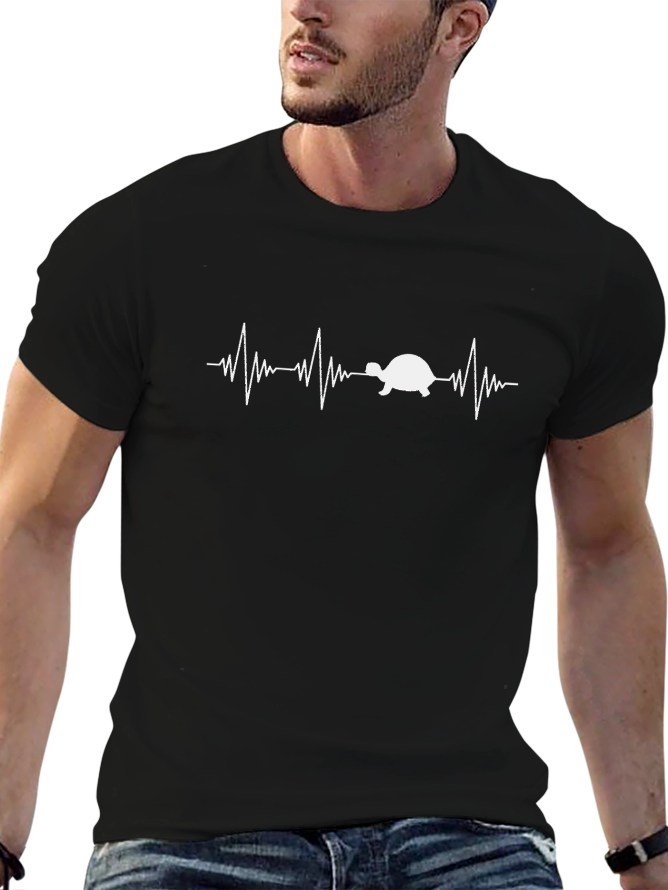 Turtle Heartbeat T-Shirt - Black Cotton Tee