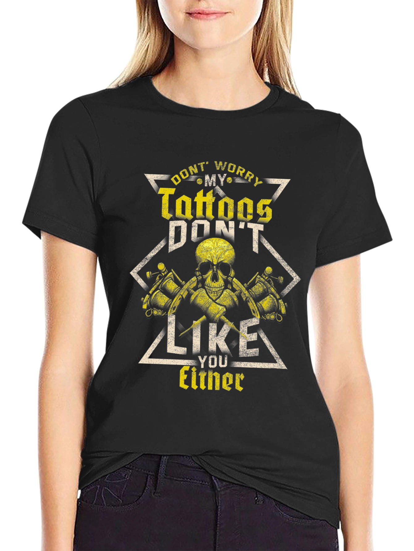 Tattoo Lover T-Shirt - Skull & Tattoo Gun Design