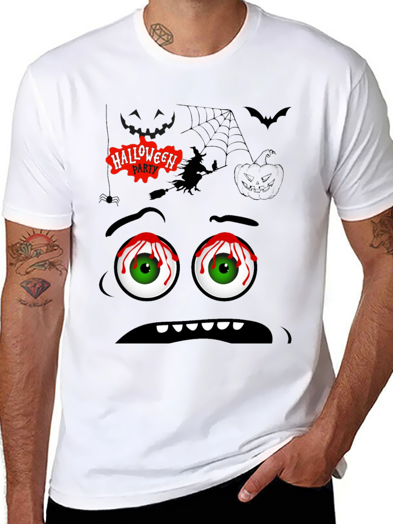 Halloween Graphic Tee - Spooky Cartoon Face