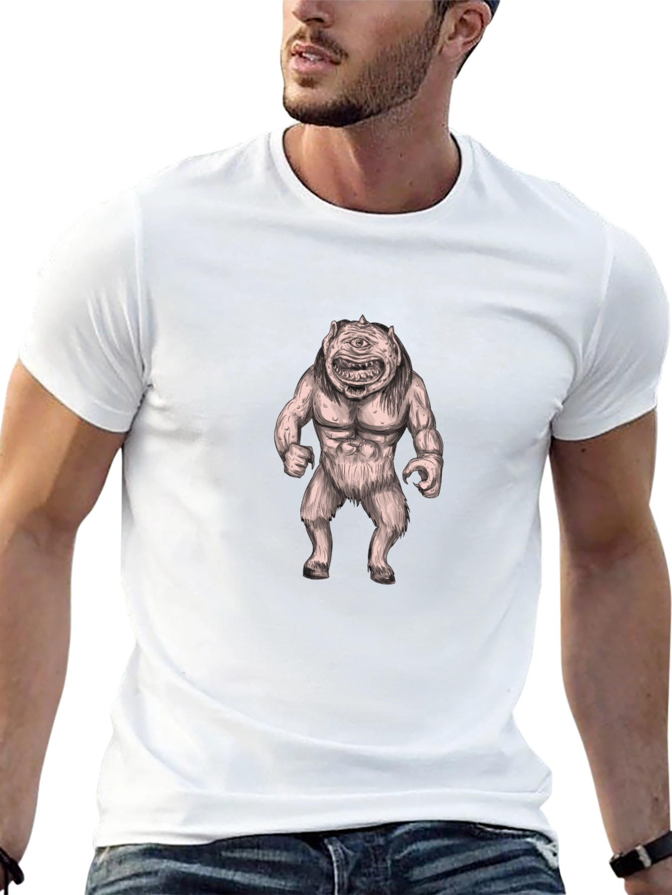 Cyclops Monster Graphic Tee - Bold Black Cotton