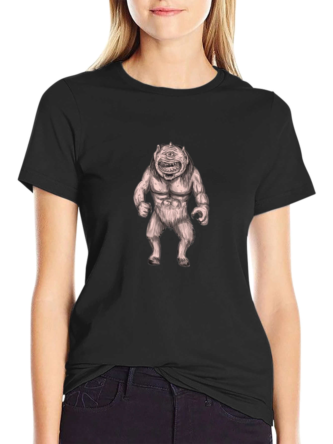 Cyclops Monster Graphic Tee - Bold Black Cotton