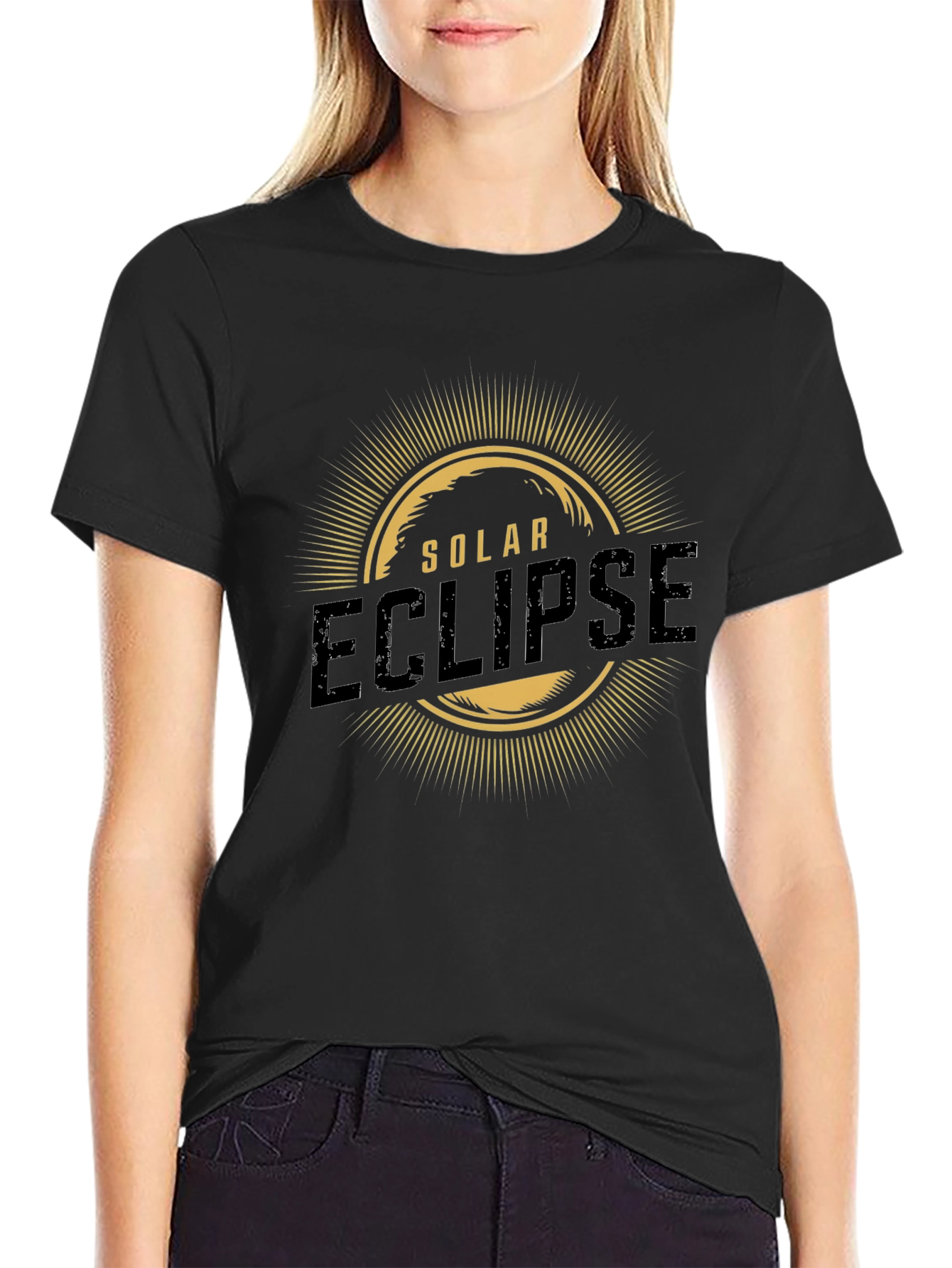 Solar Eclipse Graphic Print Mens Black T-Shirt