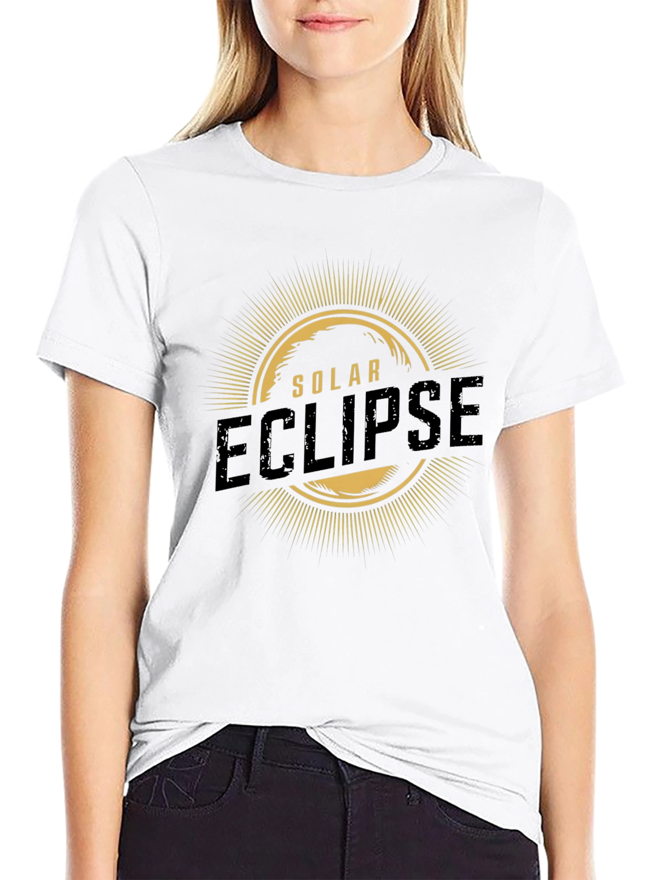 Solar Eclipse Graphic Print Mens Black T-Shirt