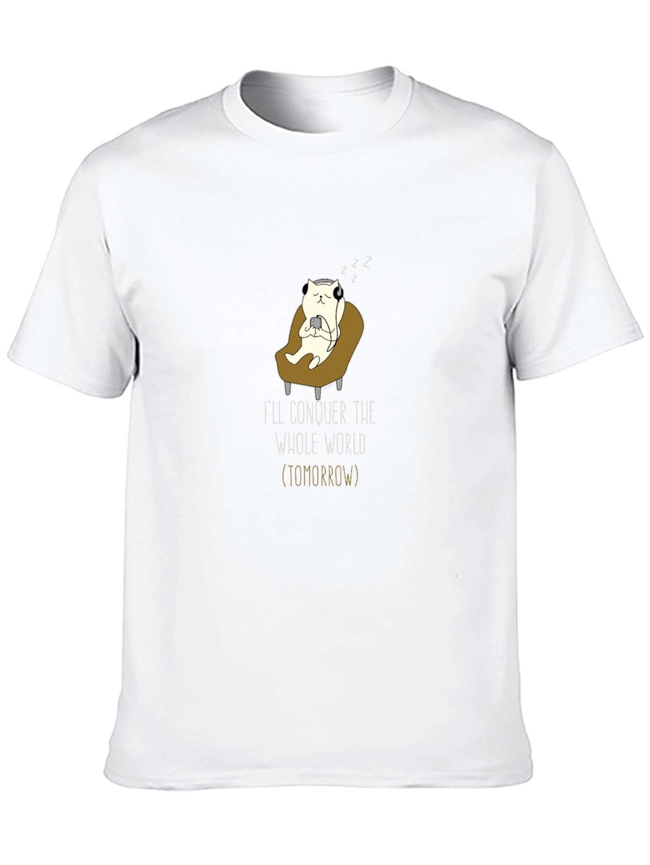 Conquer Tomorrow T-Shirt - Lazy Cat Gamer Design