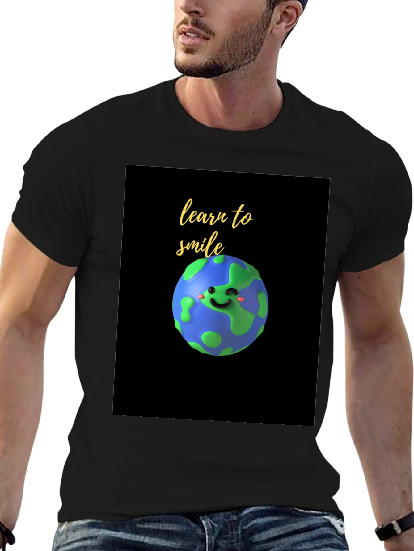 Learn to Smile Earth Graphic Tee - Black