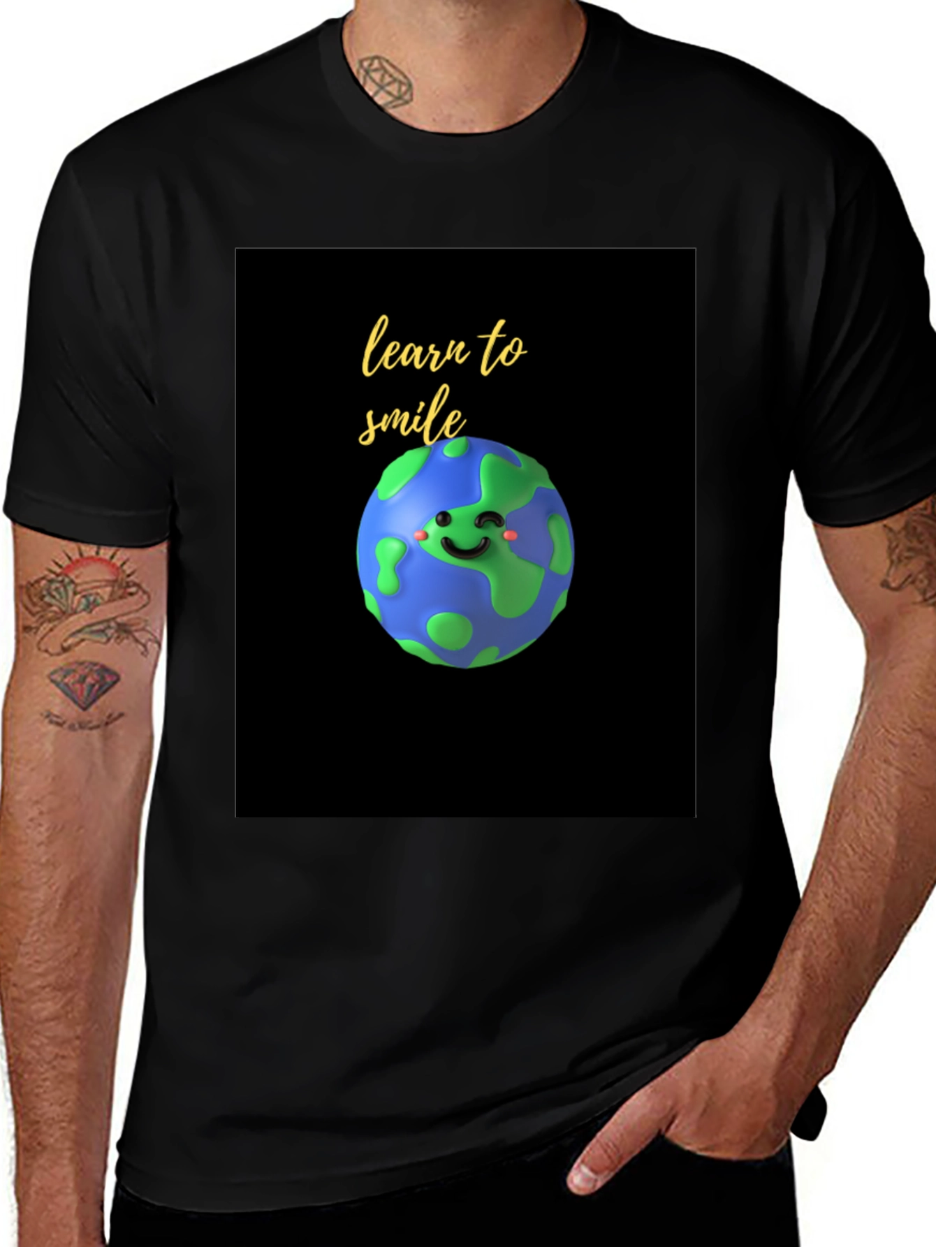 Learn to Smile Earth Graphic Tee - Black
