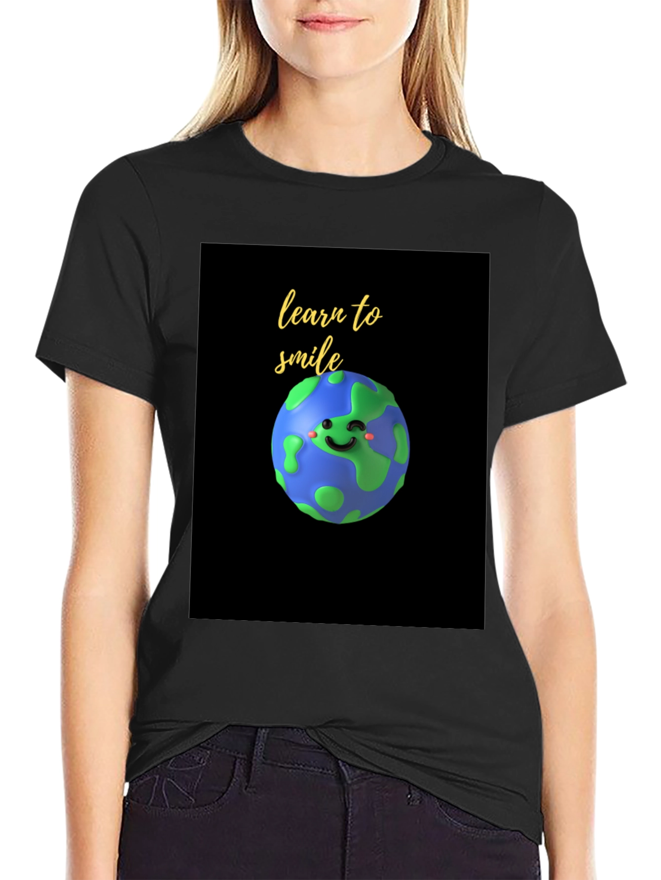 Learn to Smile Earth Graphic Tee - Black