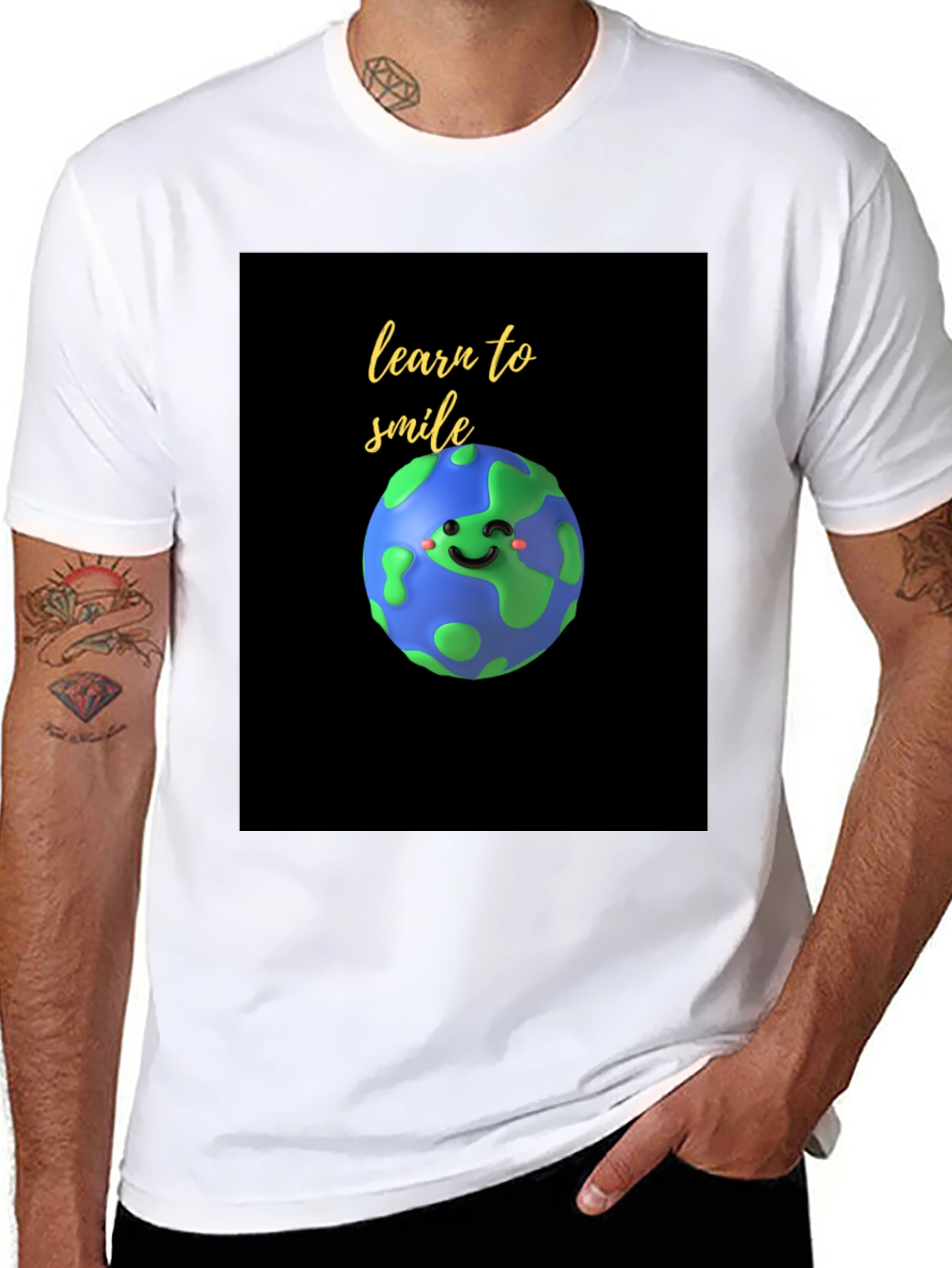 Learn to Smile Earth Graphic Tee - Black