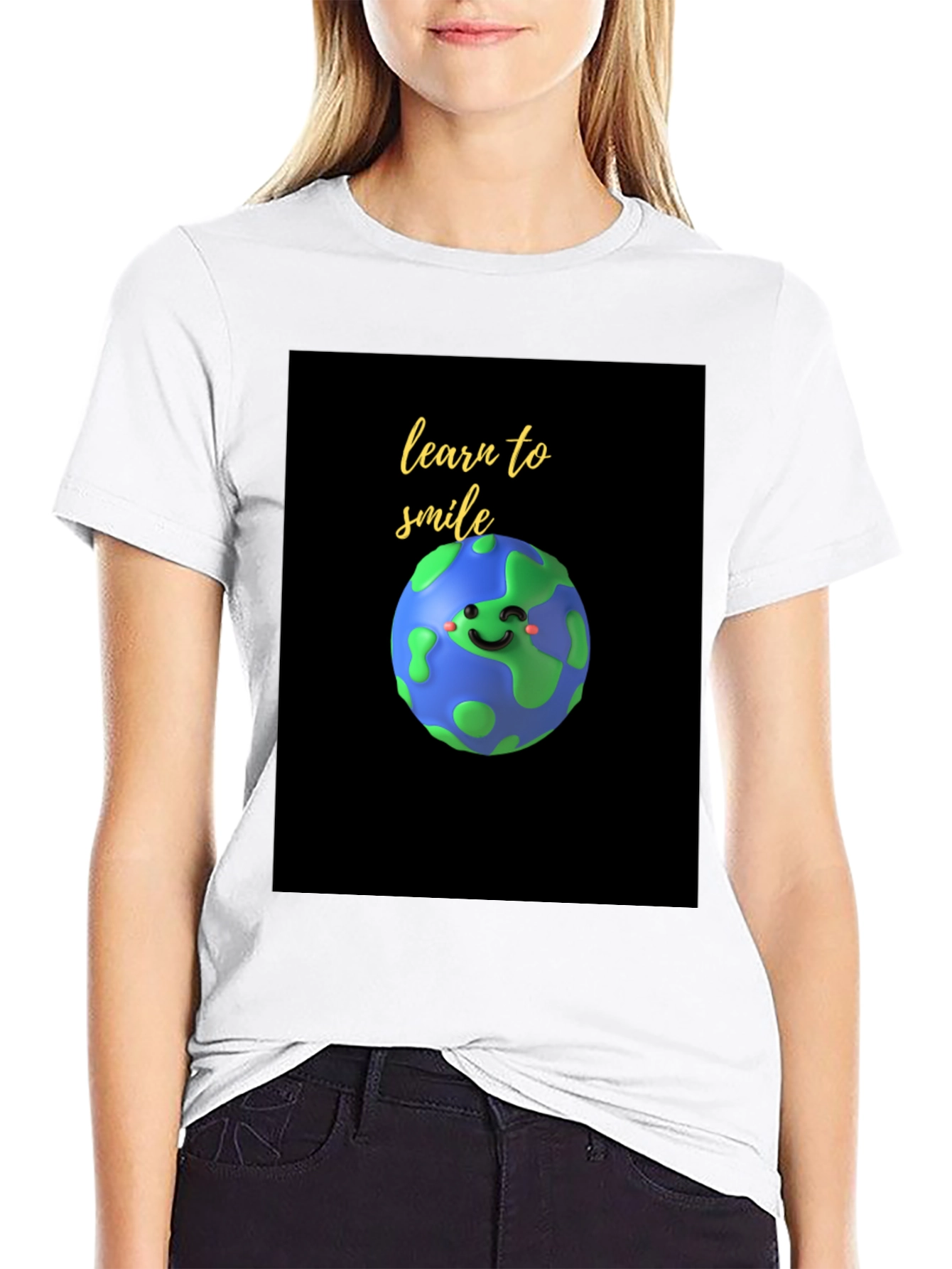 Learn to Smile Earth Graphic Tee - Black