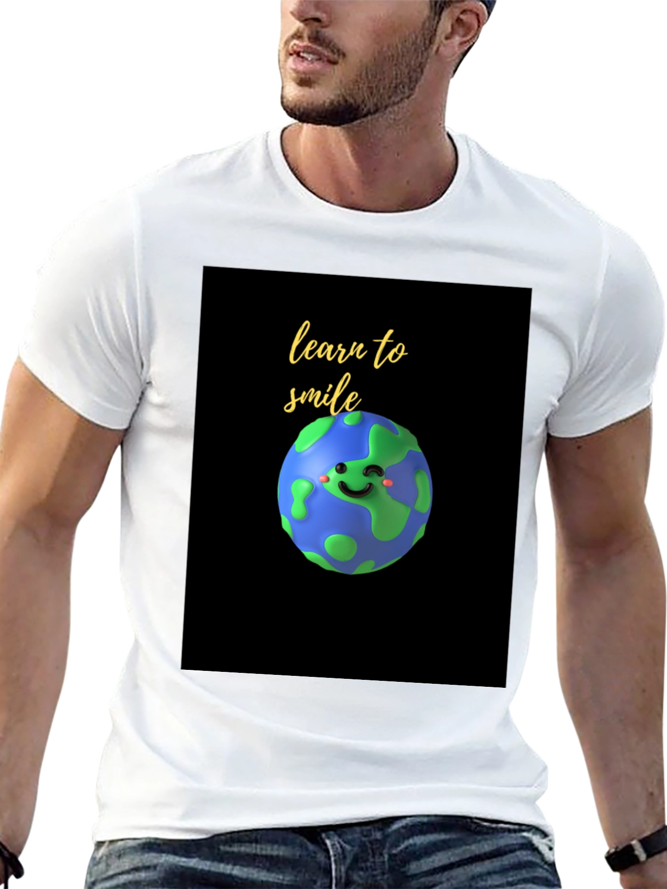 Learn to Smile Earth Graphic Tee - Black