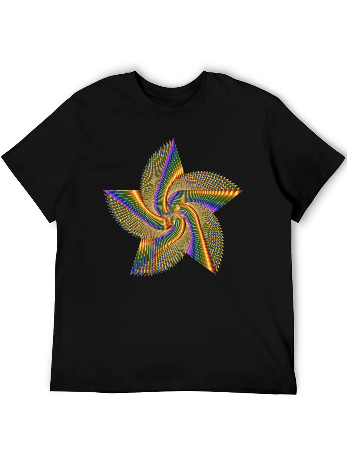 Rainbow Star Spin Black Tee