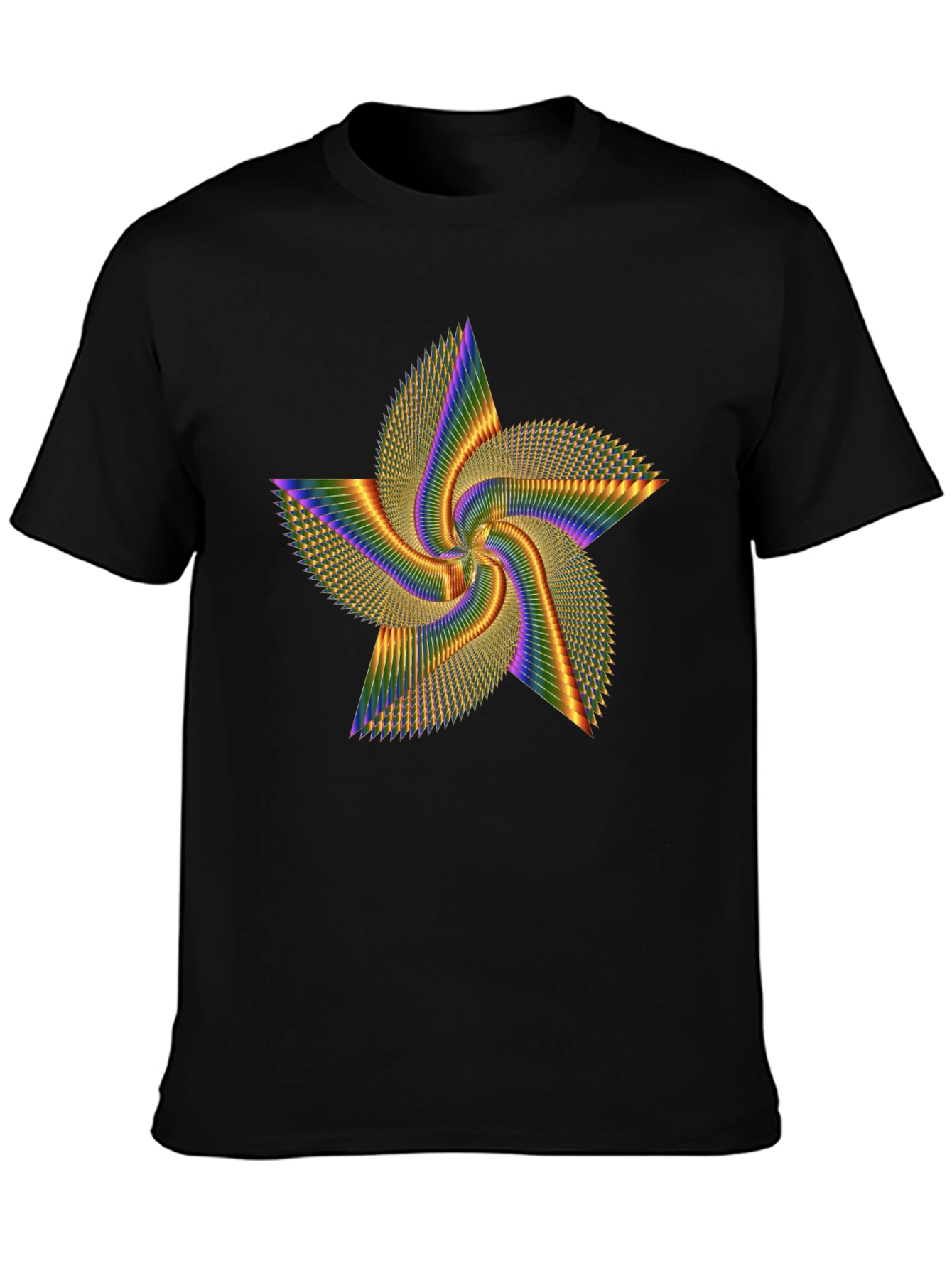 Rainbow Star Spin Black Tee