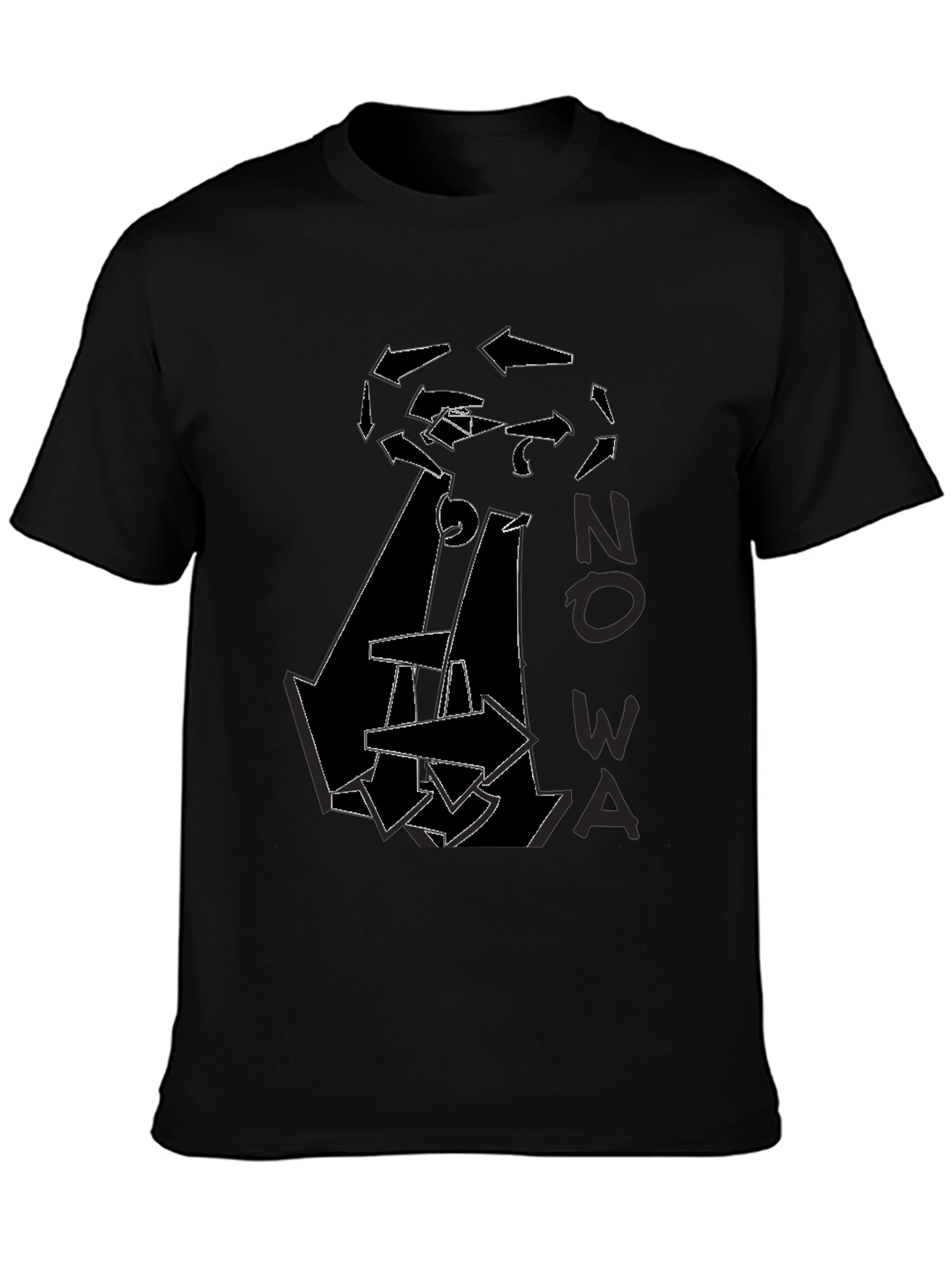 Abstract Arrow Graphic Print Black T-Shirt