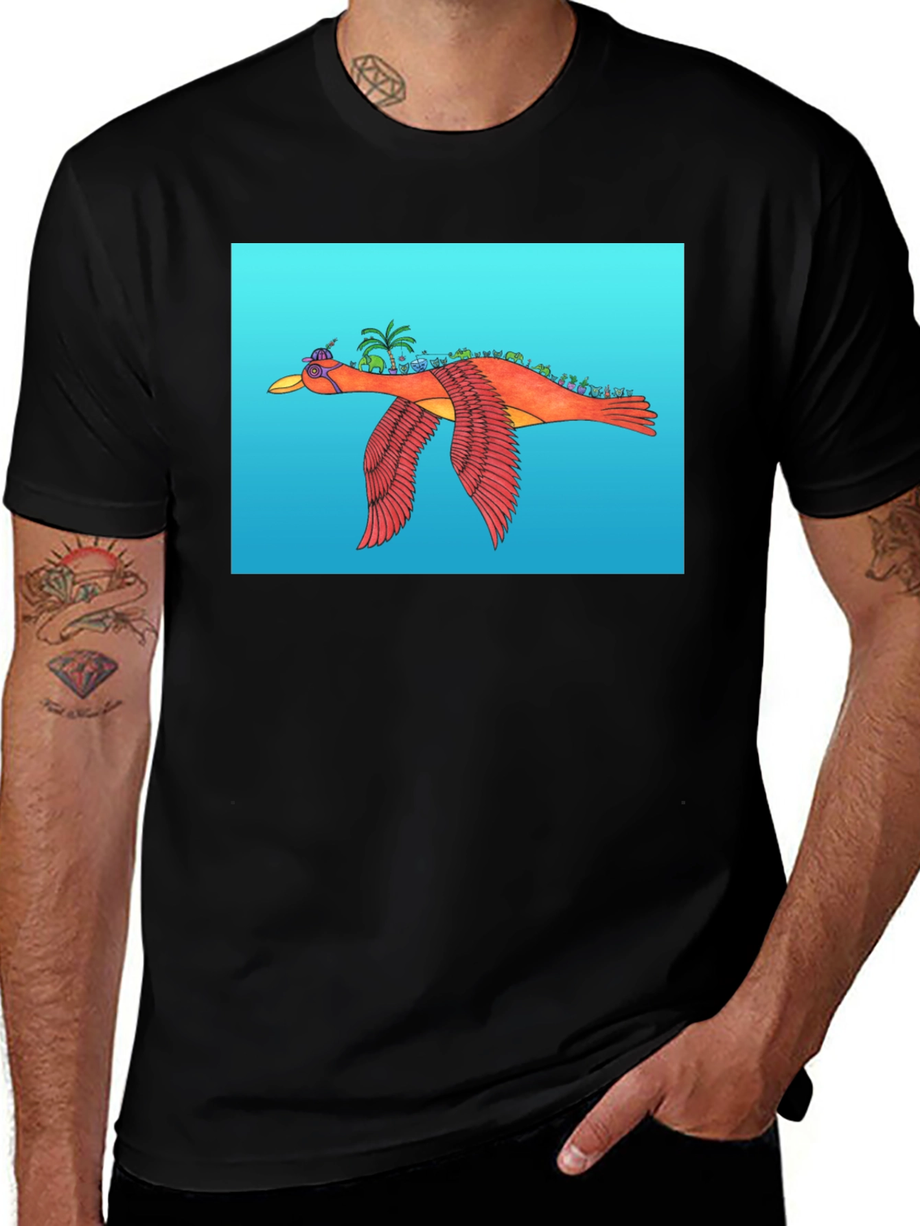 Flying Island Bird Graphic Tee