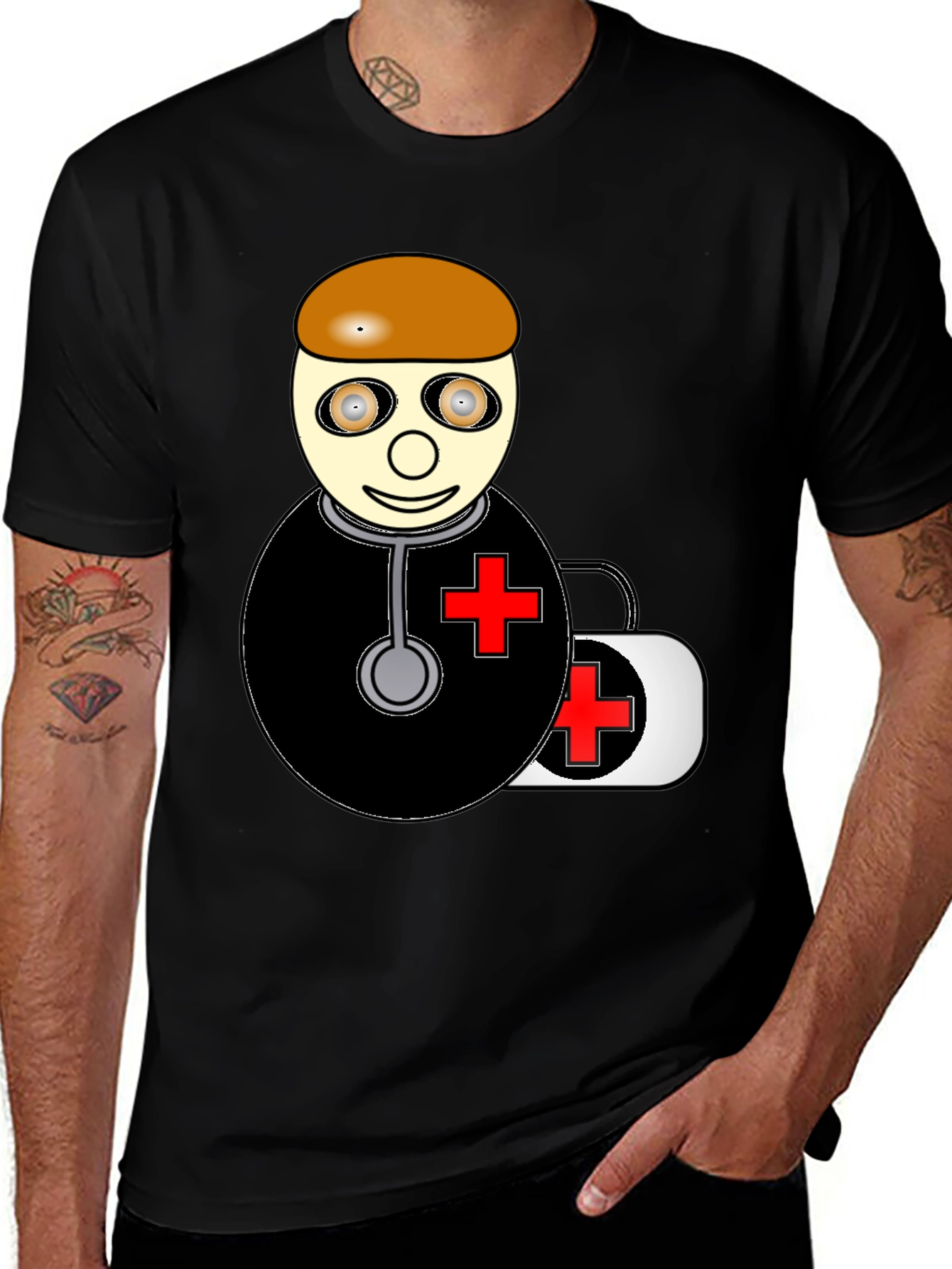 Cartoon Doctor Graphic T-Shirt