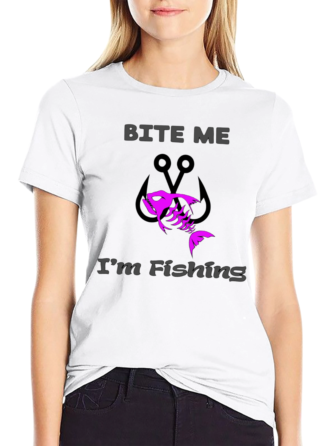 Bite Me Im Fishing T-Shirt - Black