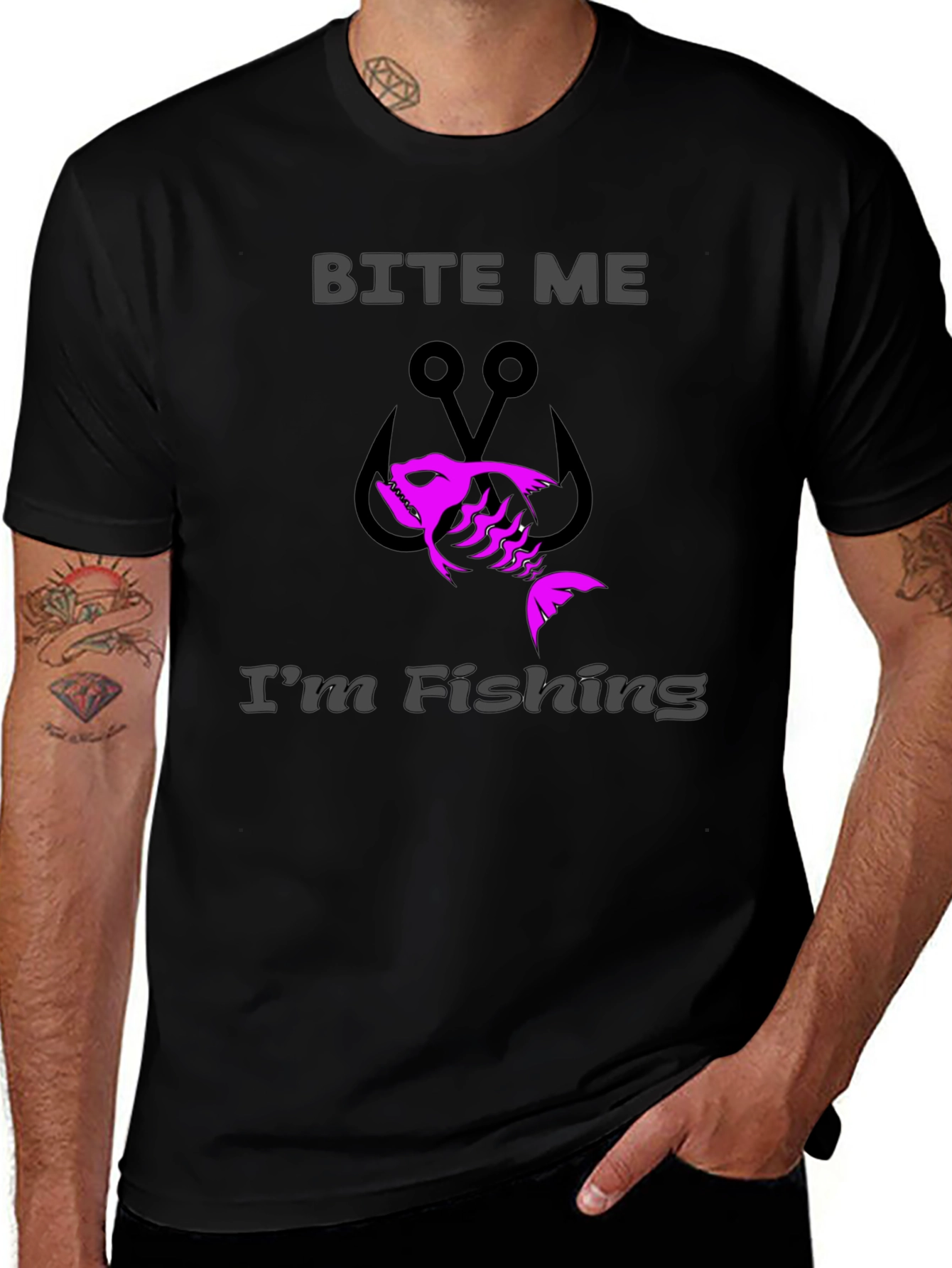 Bite Me Im Fishing T-Shirt - Black