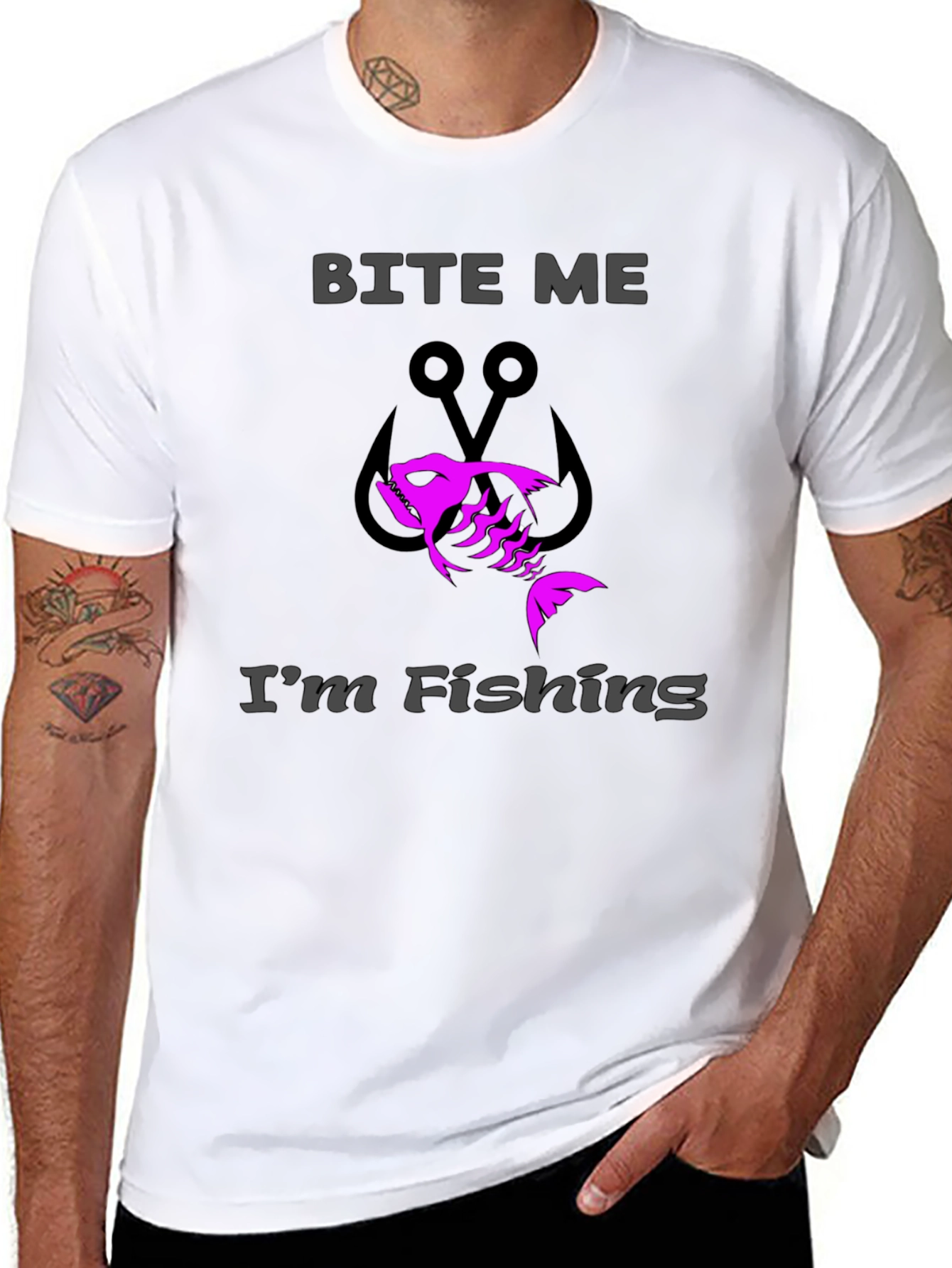 Bite Me Im Fishing T-Shirt - Black