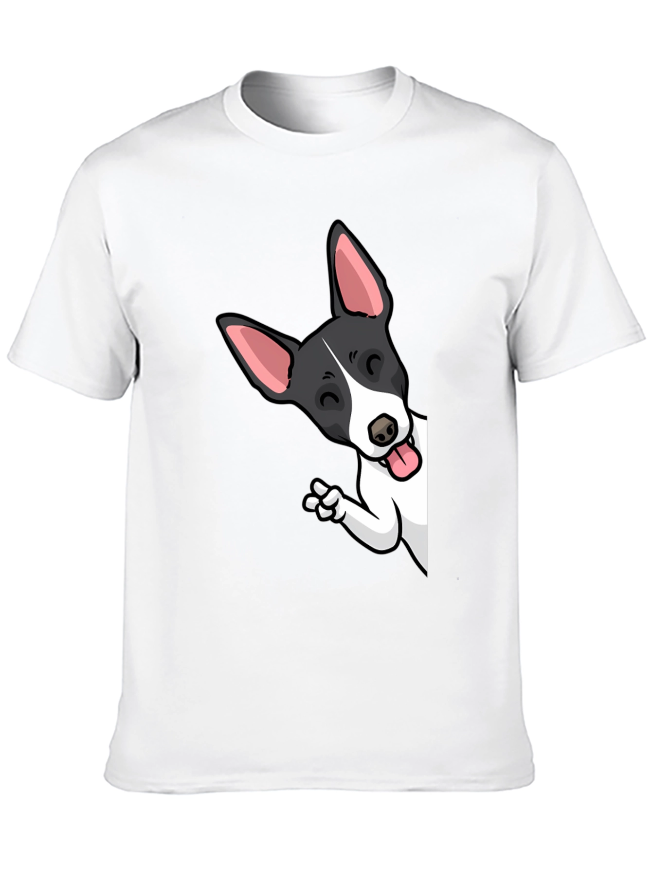 Cartoon Dog Peek-a-Boo Graphic Tee - Unisex Black T-Shirt