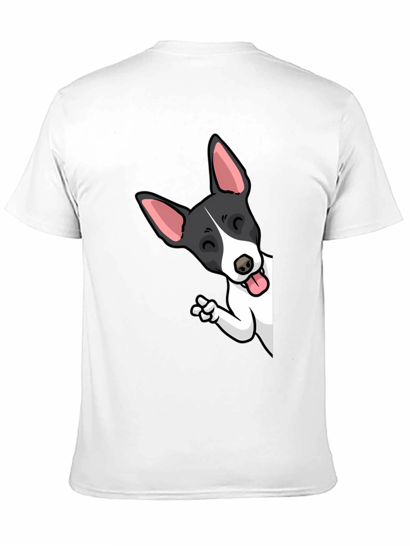 Cartoon Dog Peek-a-Boo Graphic Tee - Unisex Black T-Shirt