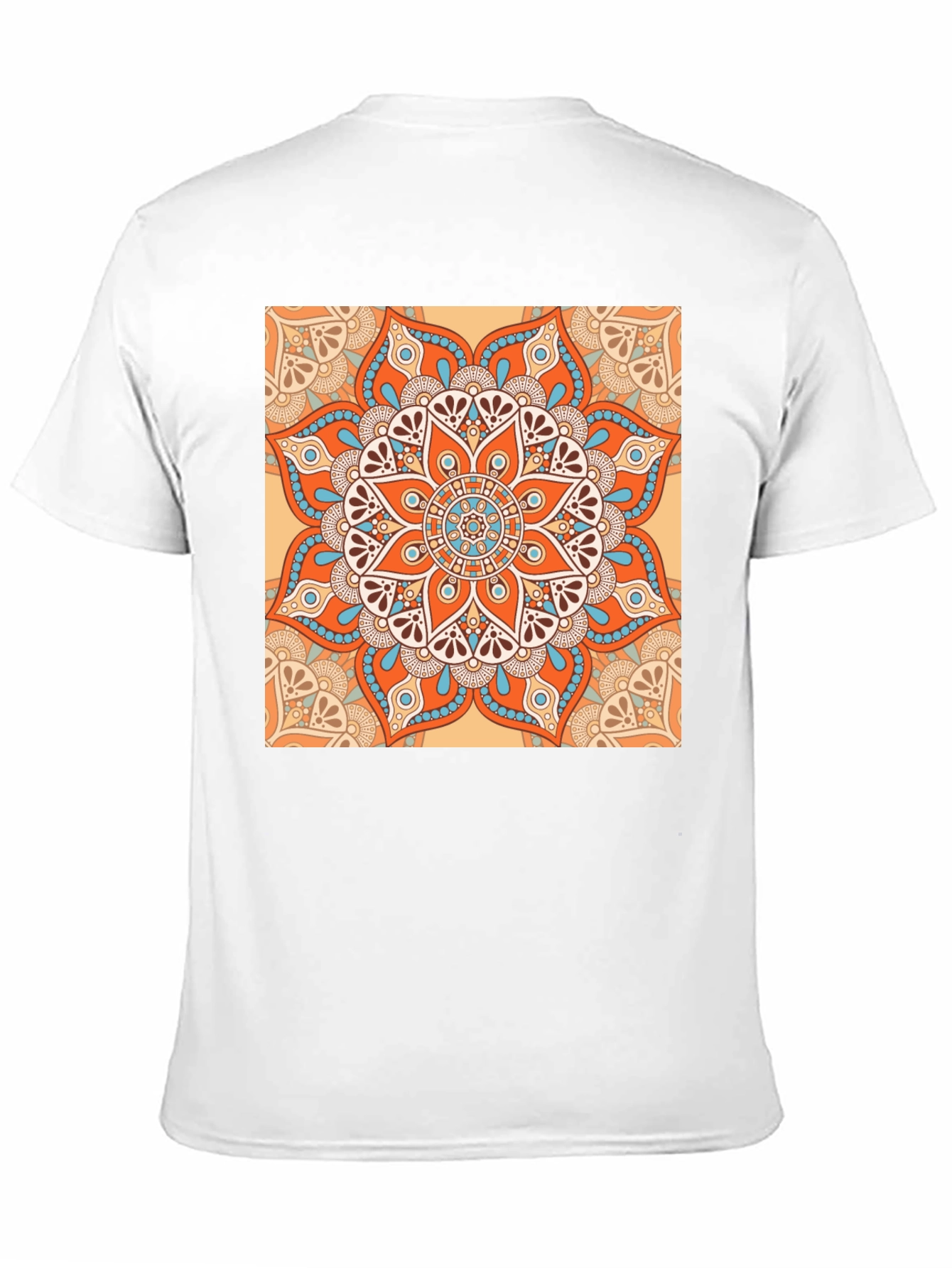 Black T-Shirt with Geometric Mandala Print
