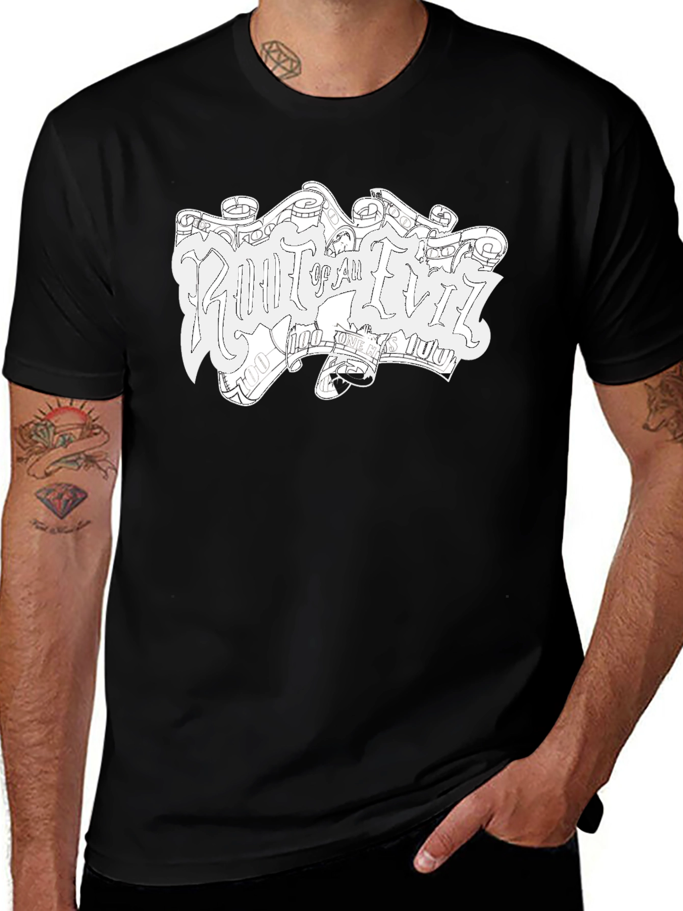 Root of All Evil Black Graphic T-Shirt