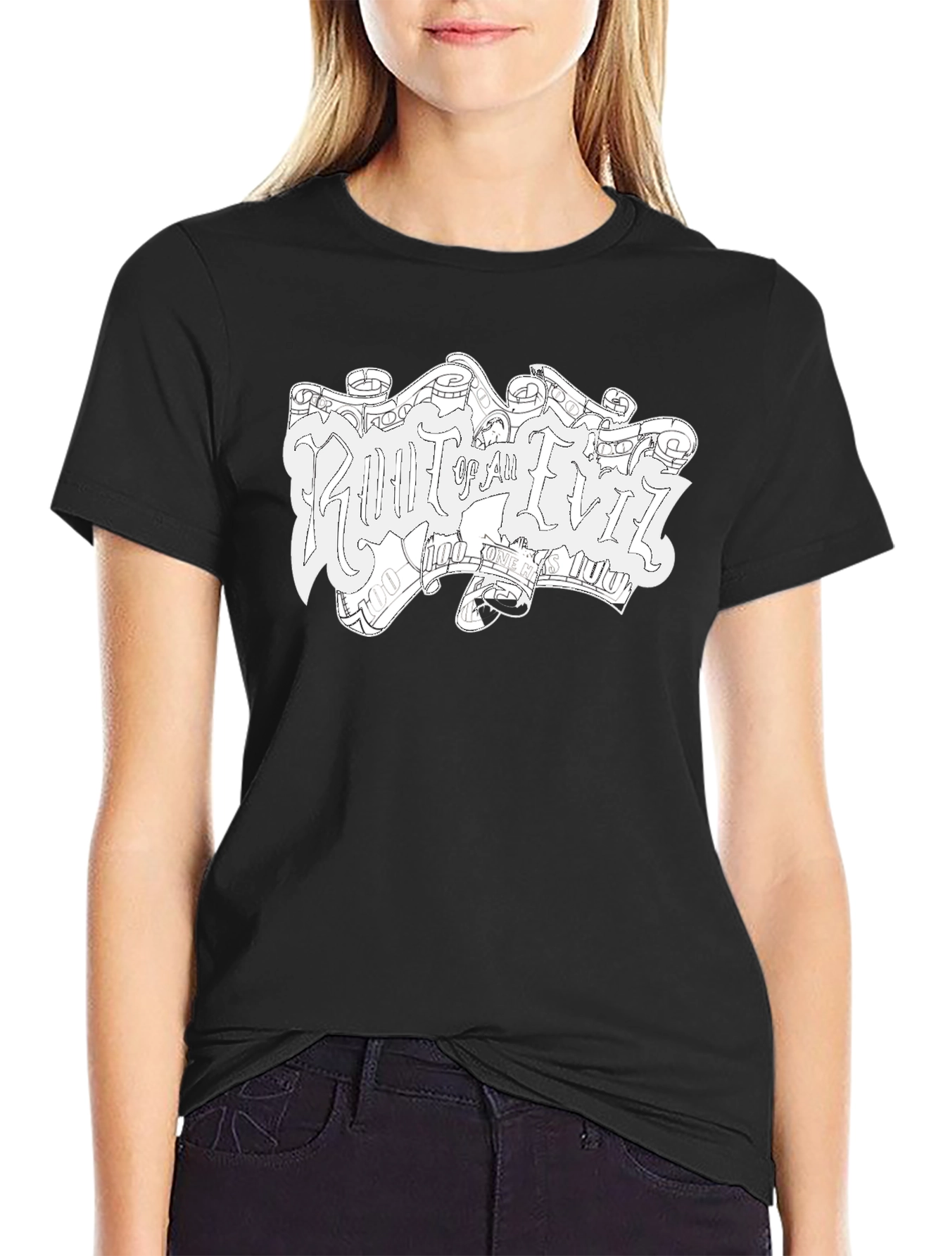 Root of All Evil Black Graphic T-Shirt