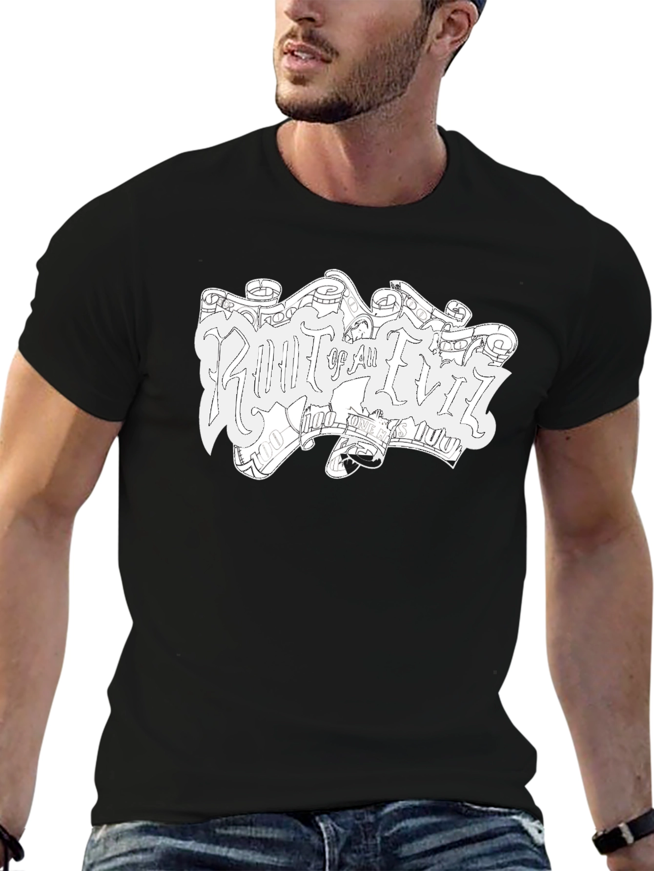 Root of All Evil Black Graphic T-Shirt